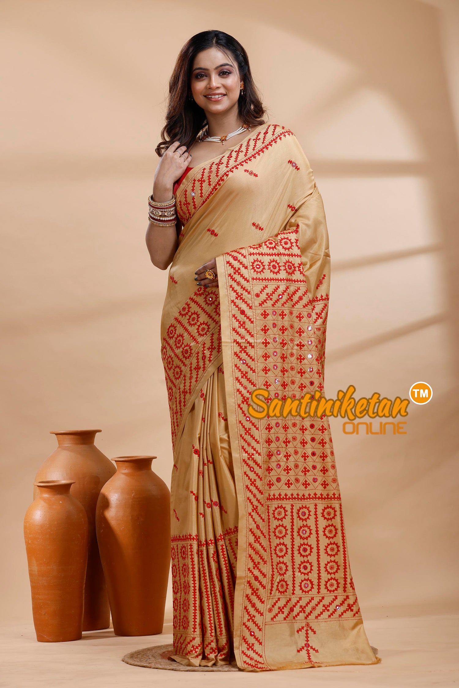 Bangalore Silk Gujrati Stitch Saree