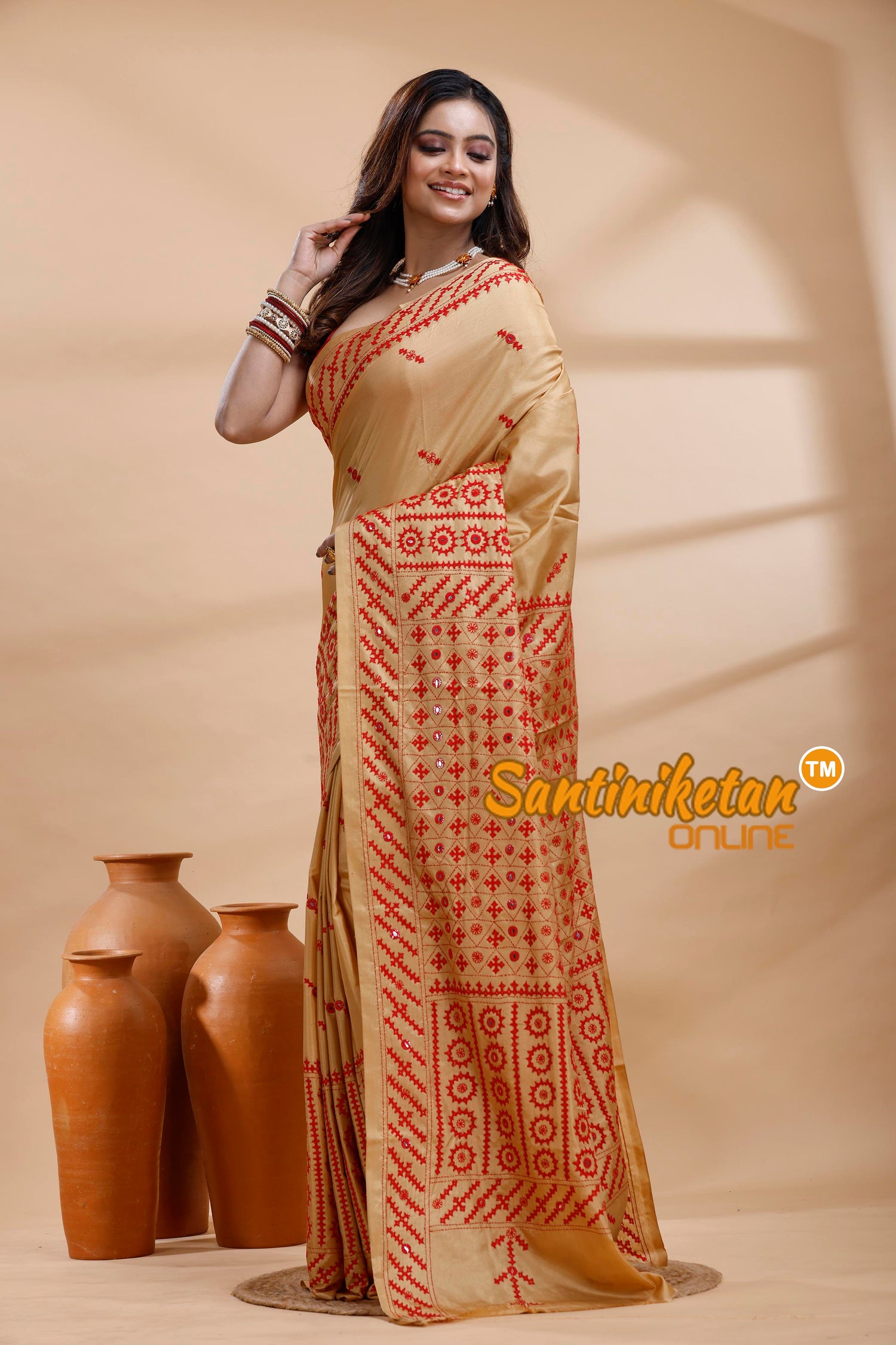 Bangalore Silk Gujrati Stitch Saree