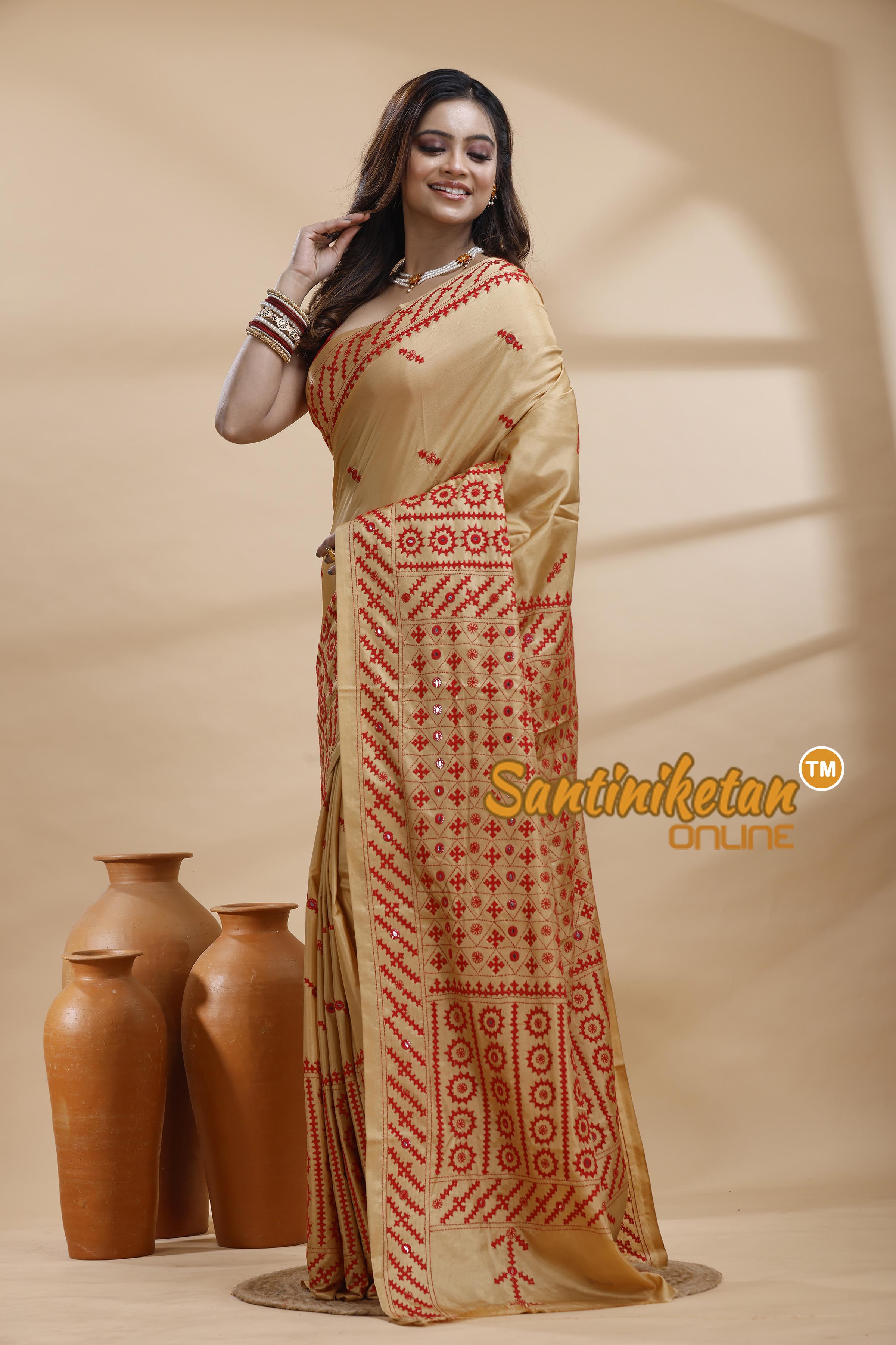 Bangalore Silk Gujrati Stitch Saree
