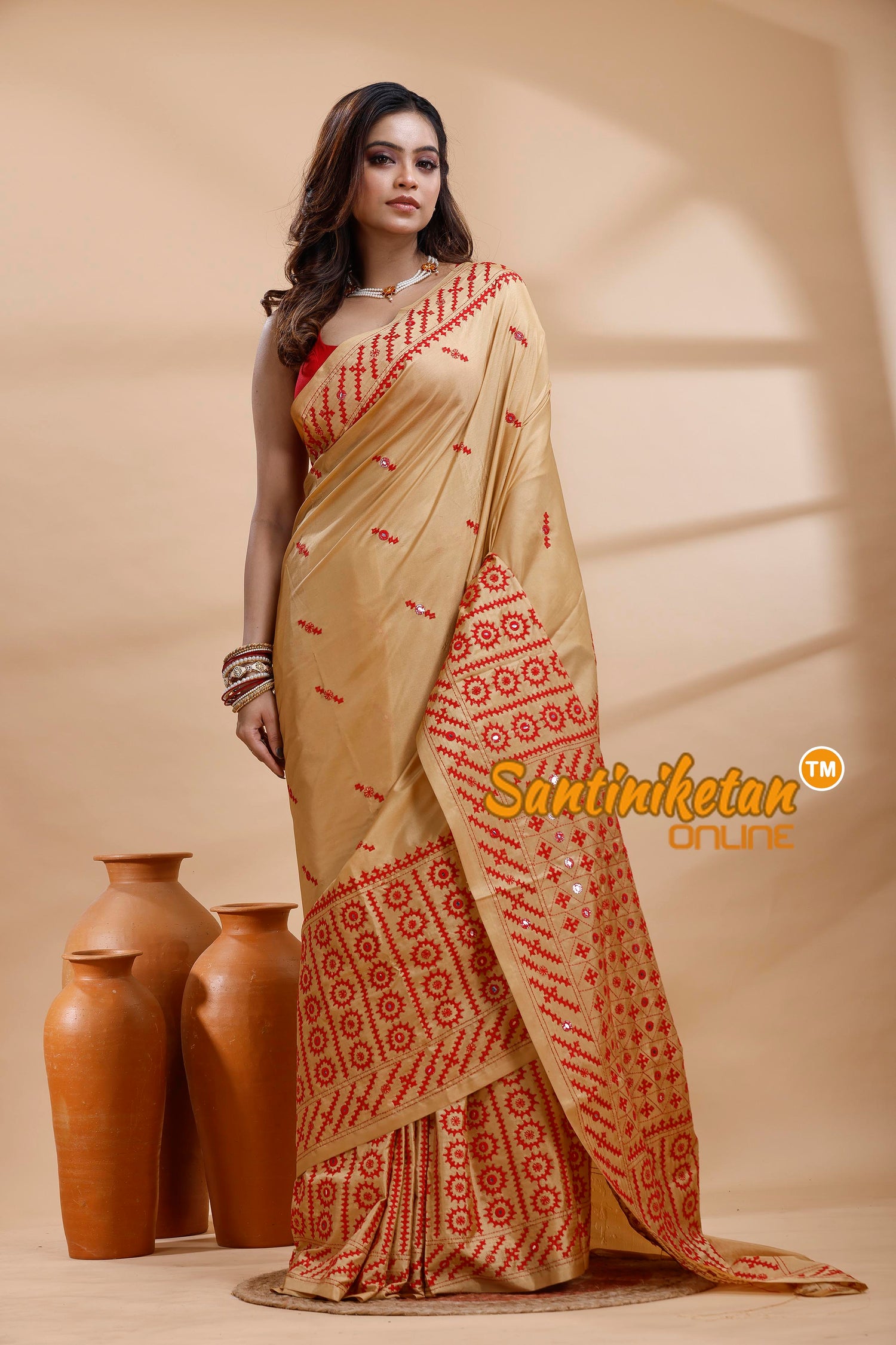 Bangalore Silk Gujrati Stitch Saree