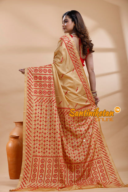 Bangalore Silk Gujrati Stitch Saree