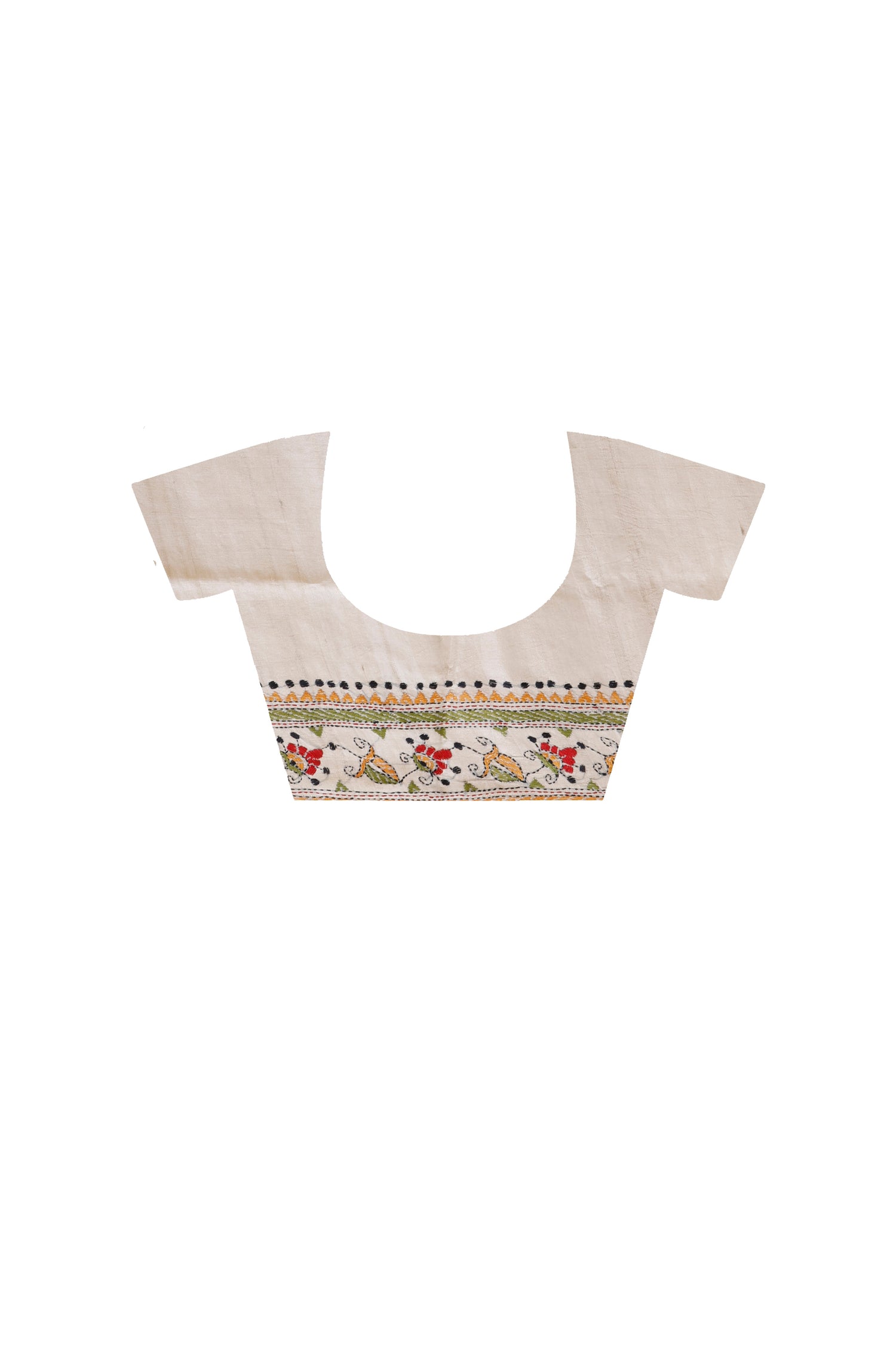 Dye Pure Gachi Tussar Silk Kantha Stitch Saree