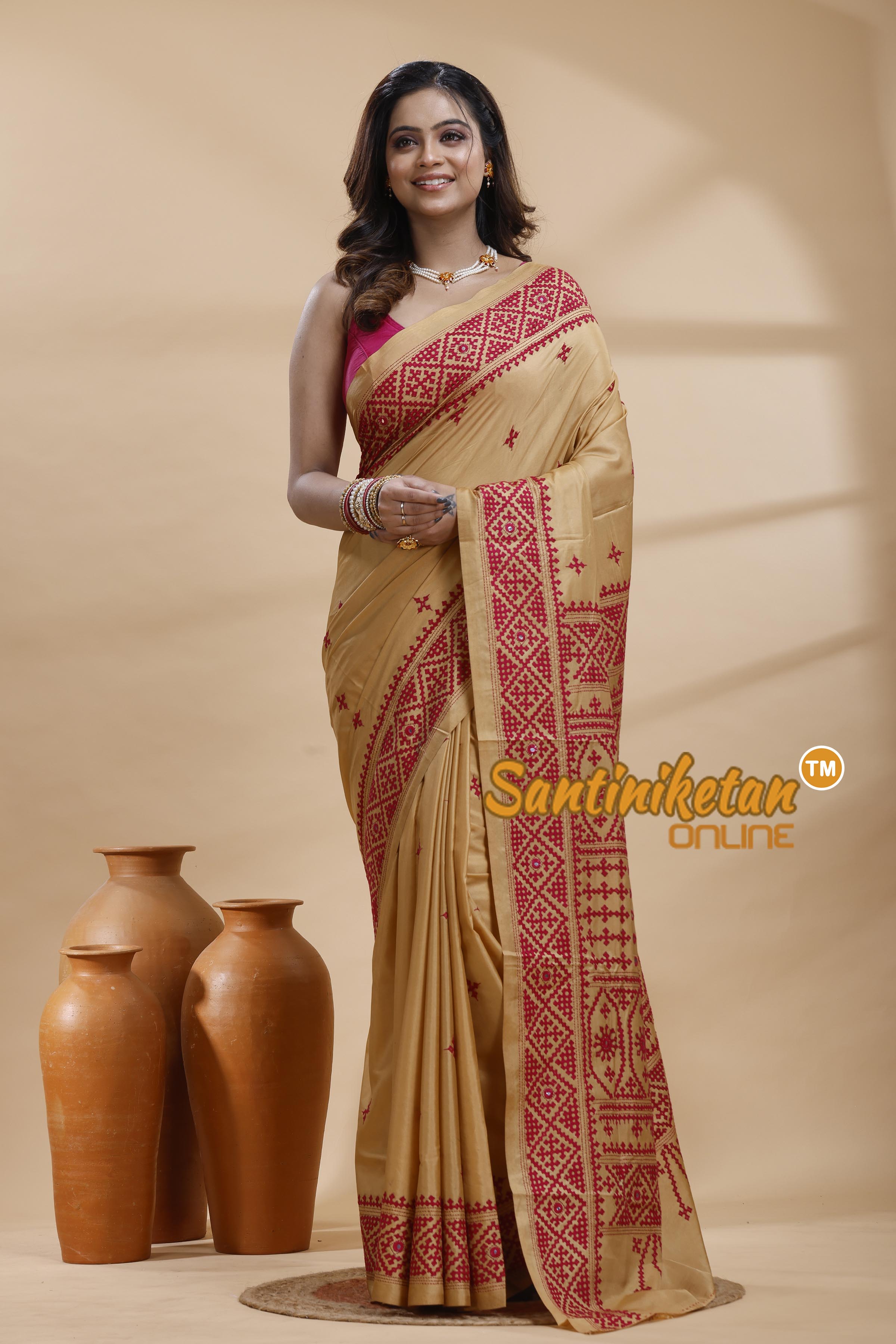 Bangalore Silk Gujrati Stitch Saree