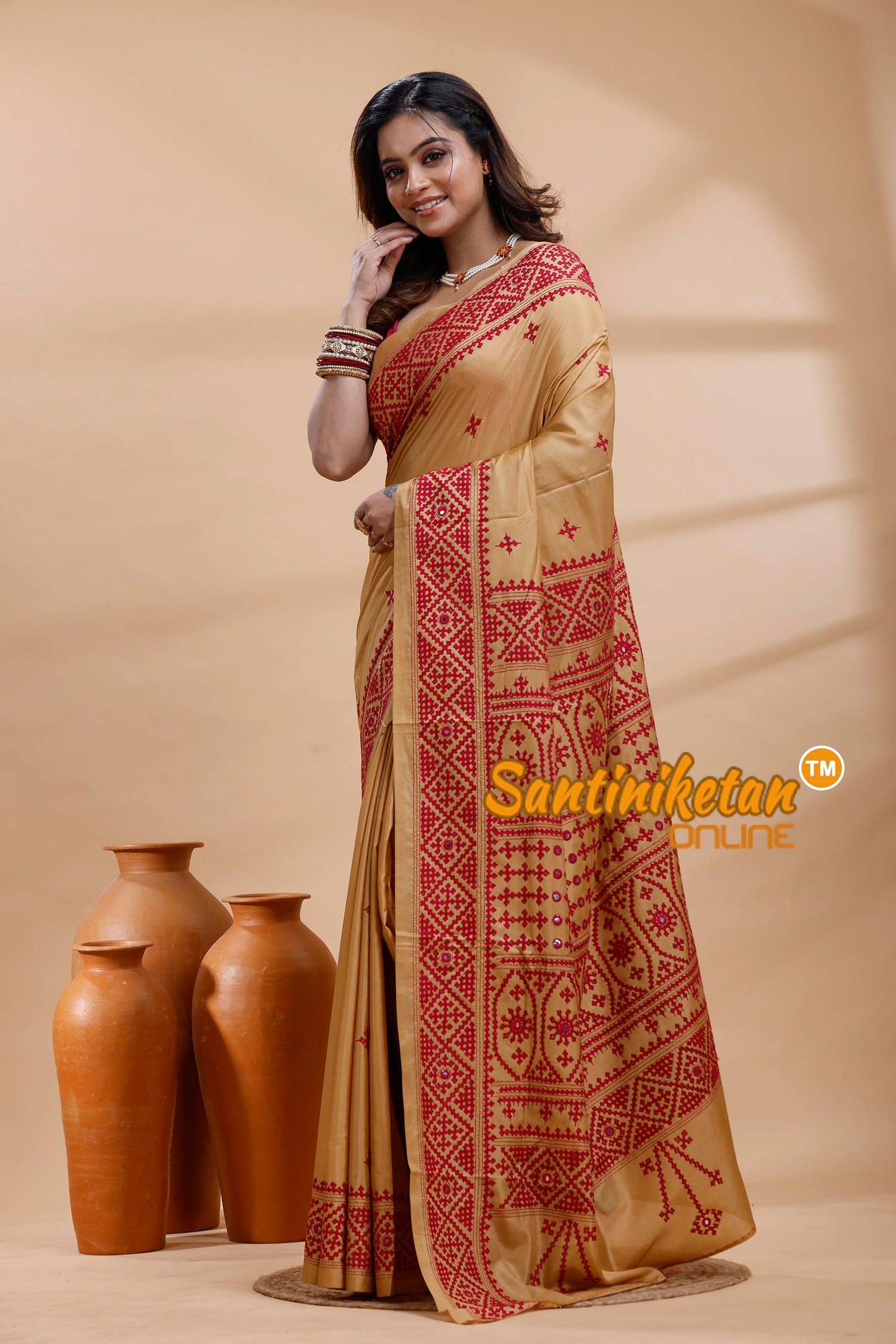 Bangalore Silk Gujrati Stitch Saree