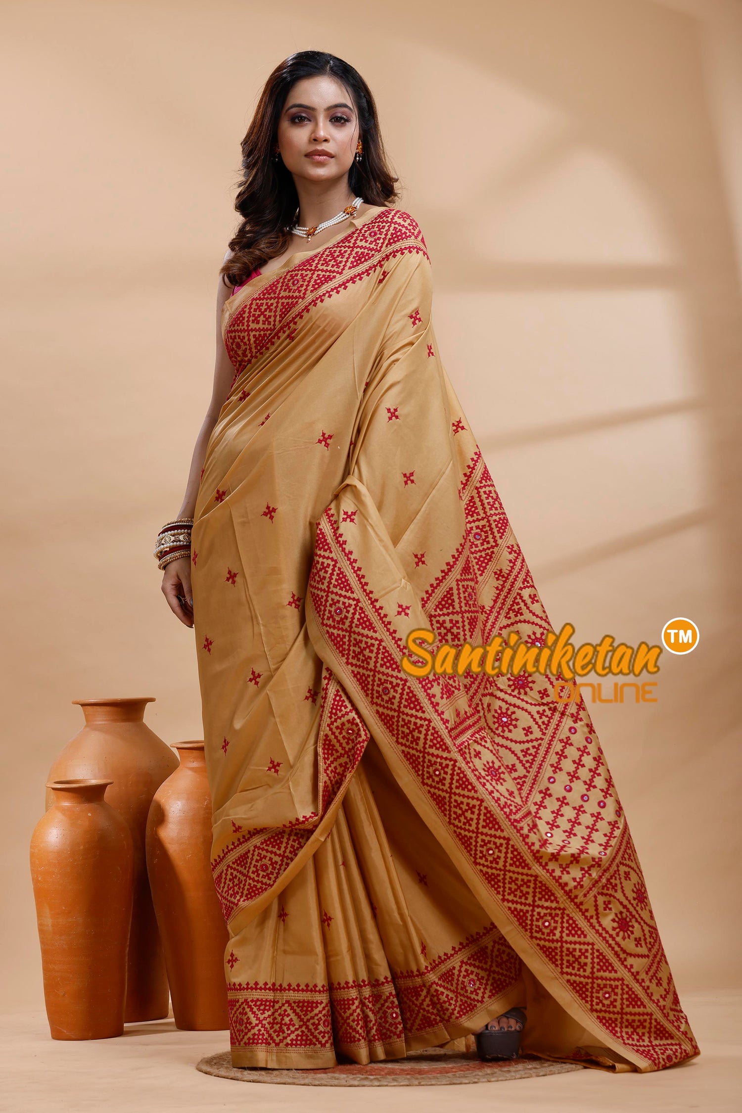 Bangalore Silk Gujrati Stitch Saree