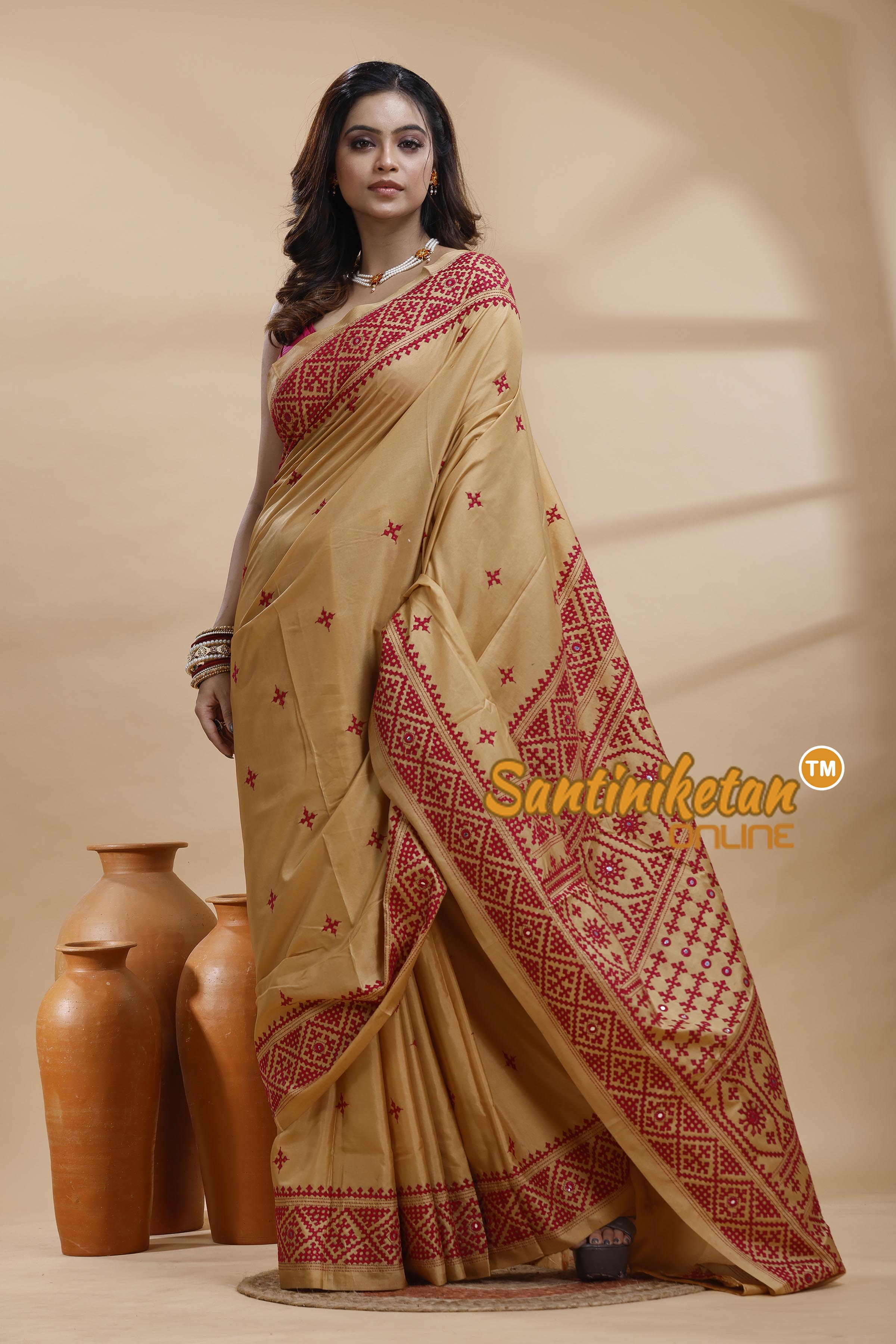 Bangalore Silk Gujrati Stitch Saree