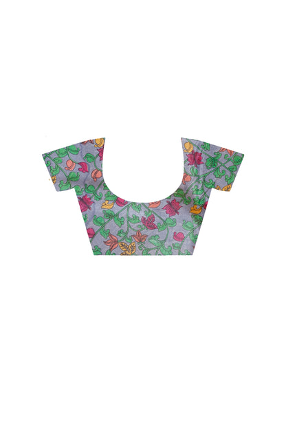 Dye Pure Tussar Silk Kantha Stitch Saree