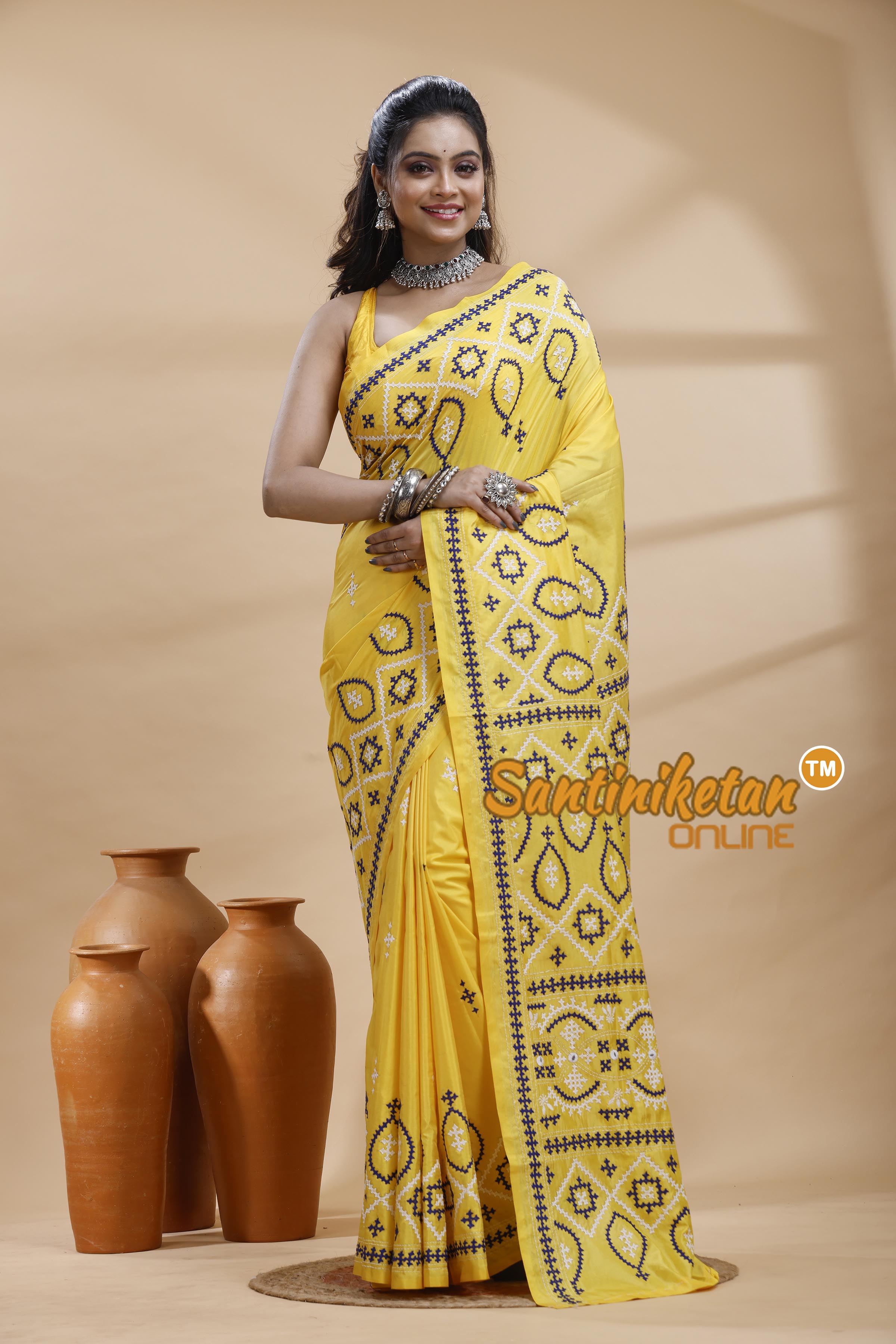Bangalore Silk Gujrati Stitch Saree