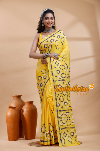 Bangalore Silk Gujrati Stitch Saree