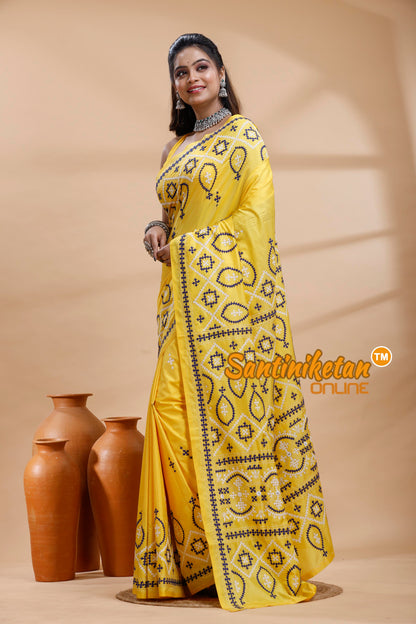 Bangalore Silk Gujrati Stitch Saree