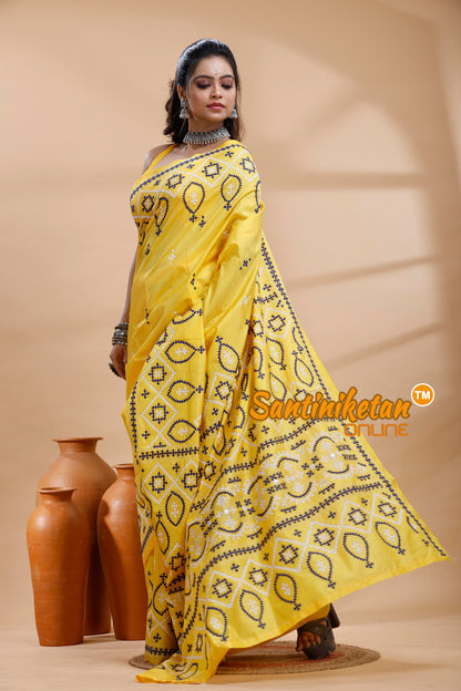 Bangalore Silk Gujrati Stitch Saree