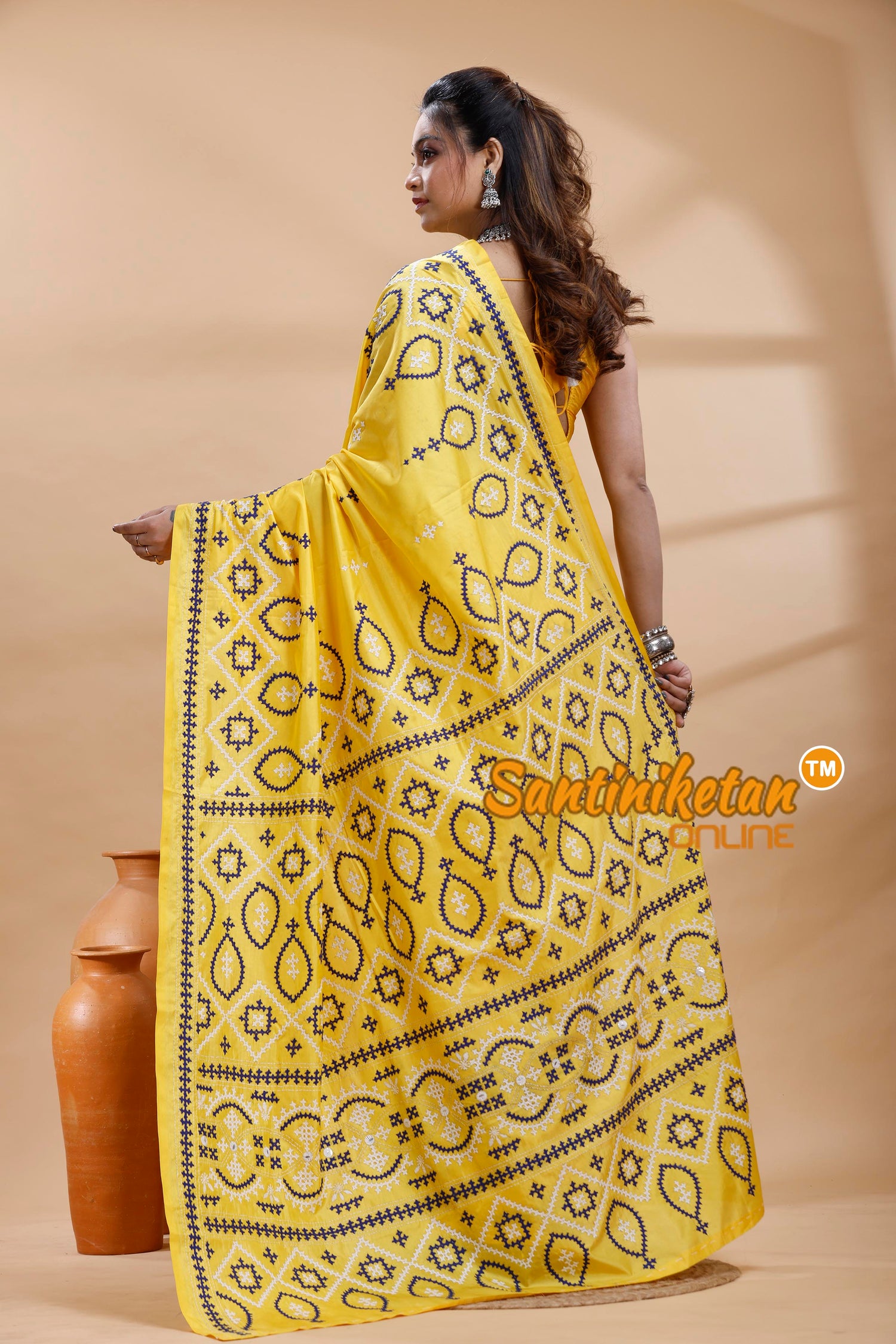 Bangalore Silk Gujrati Stitch Saree