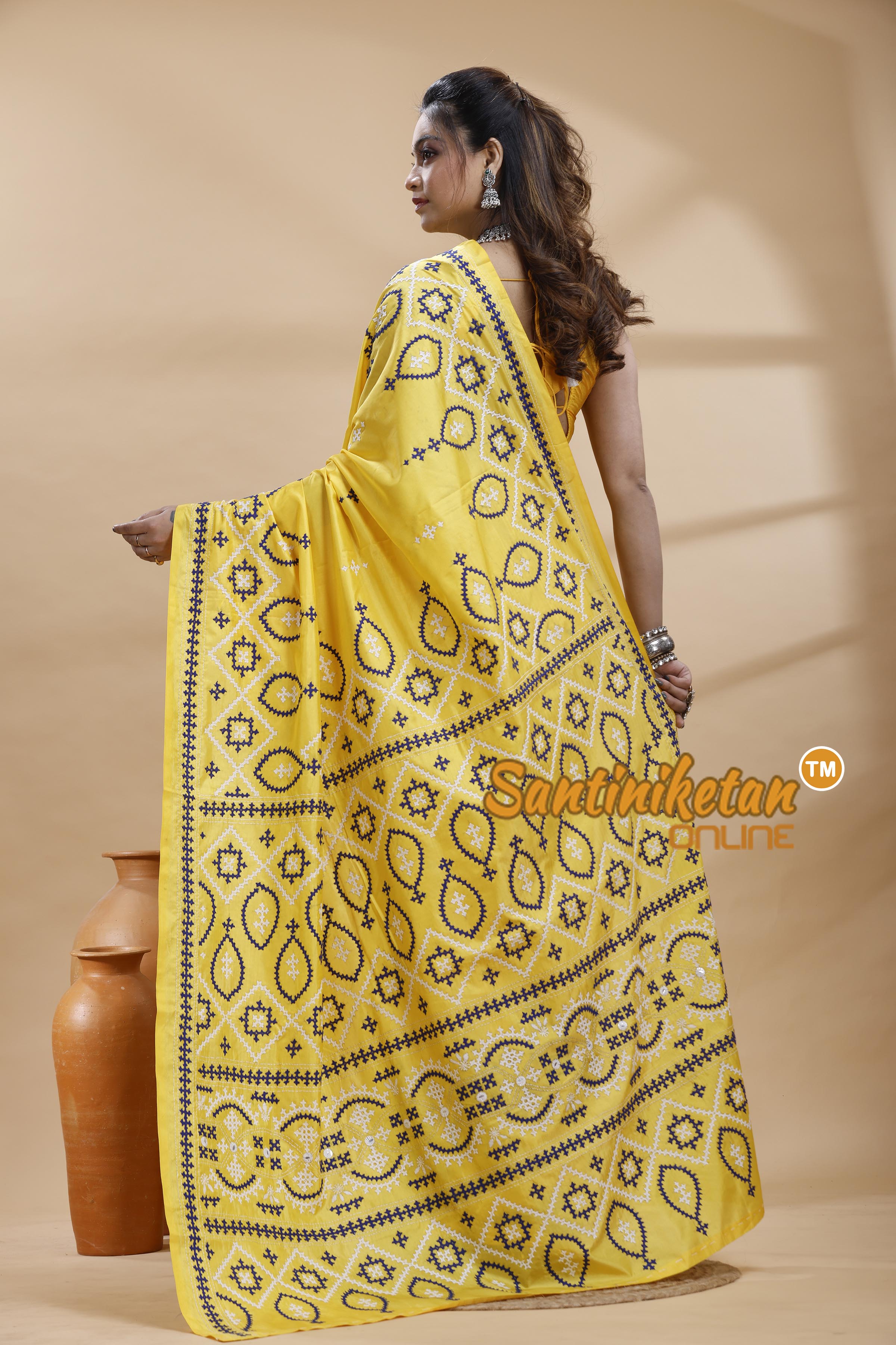 Bangalore Silk Gujrati Stitch Saree