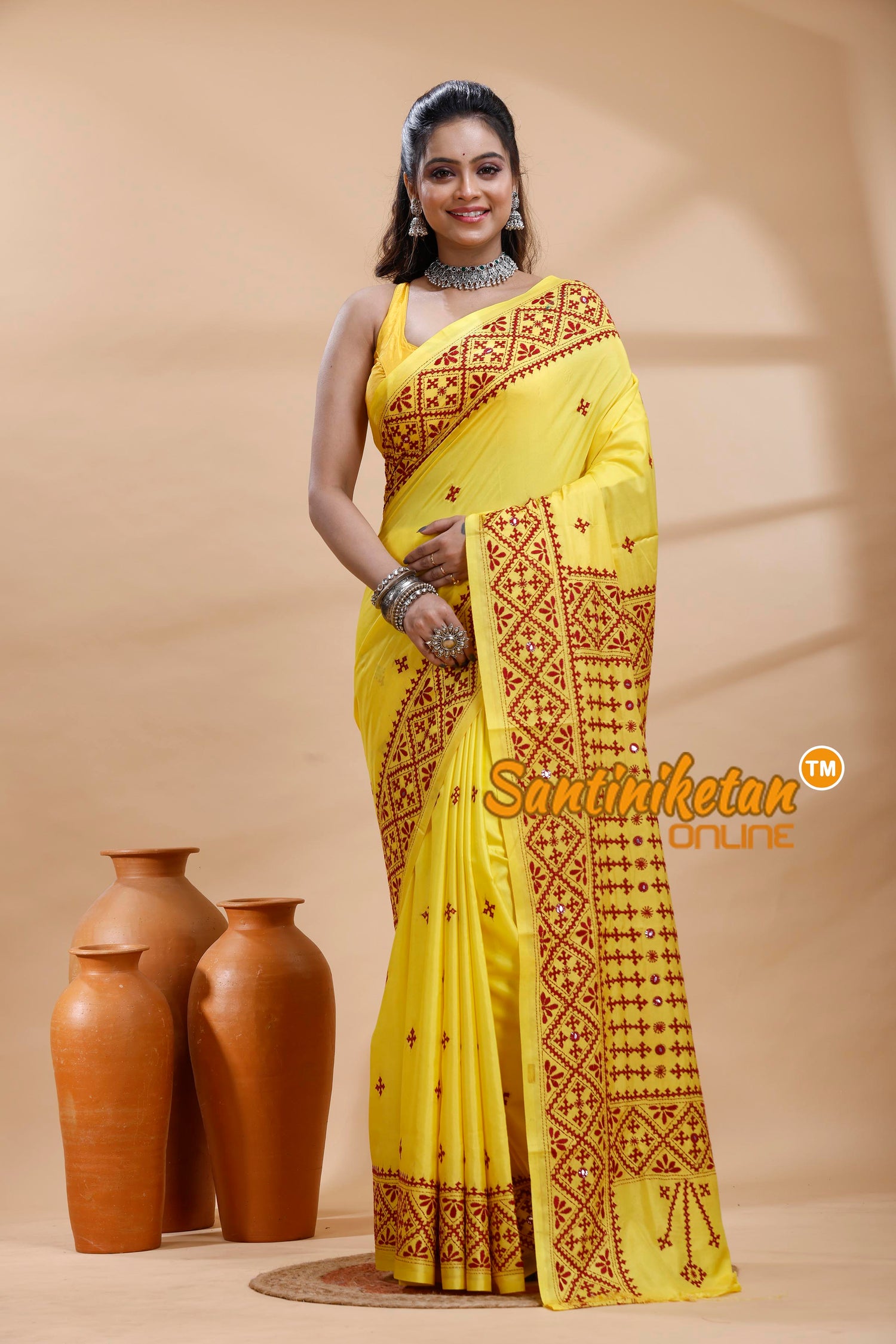 Bangalore Silk Gujrati Stitch Saree