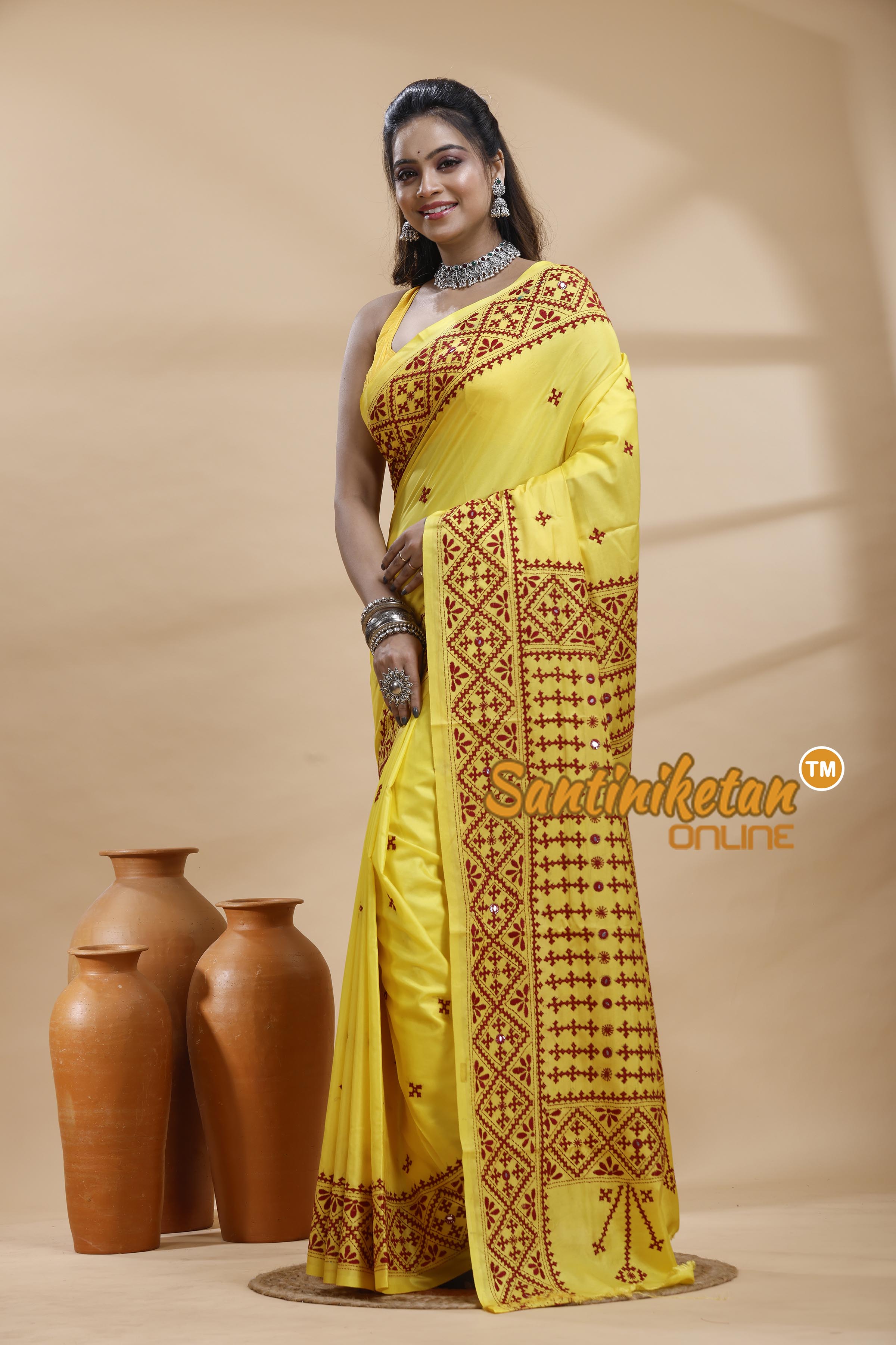 Bangalore Silk Gujrati Stitch Saree