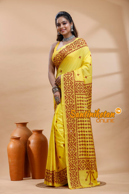 Bangalore Silk Gujrati Stitch Saree