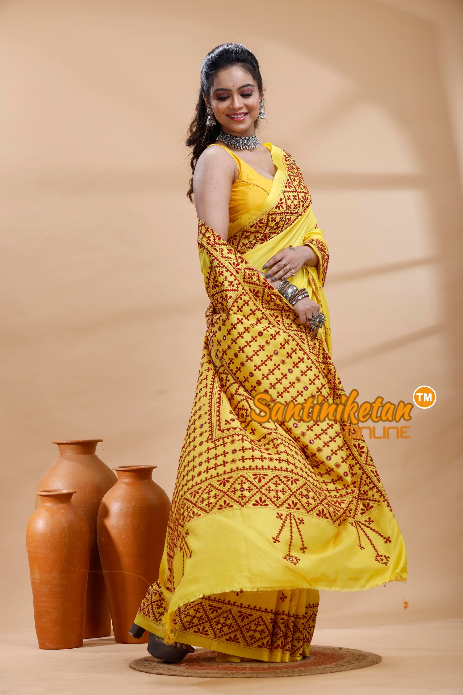 Bangalore Silk Gujrati Stitch Saree