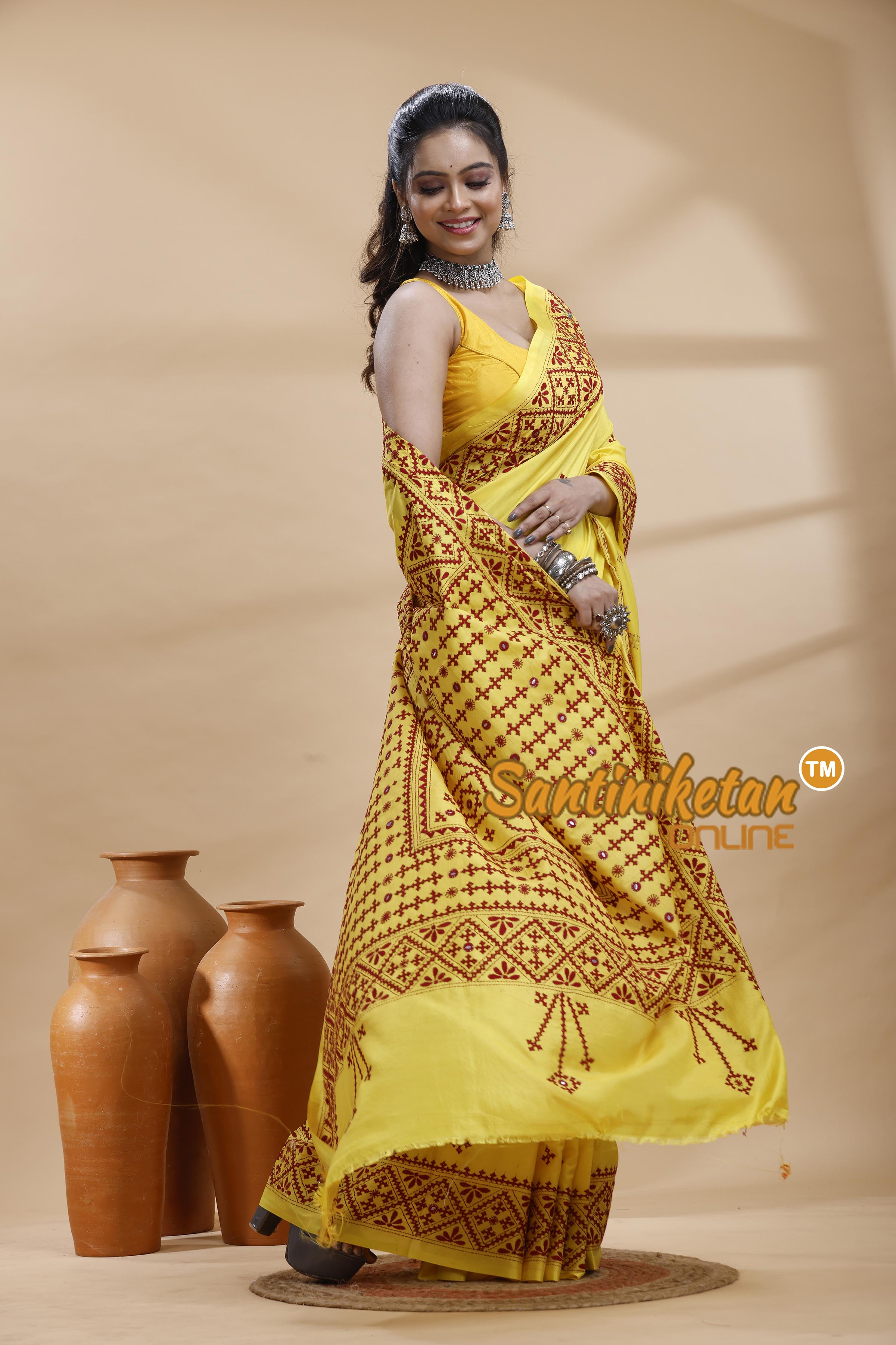 Bangalore Silk Gujrati Stitch Saree