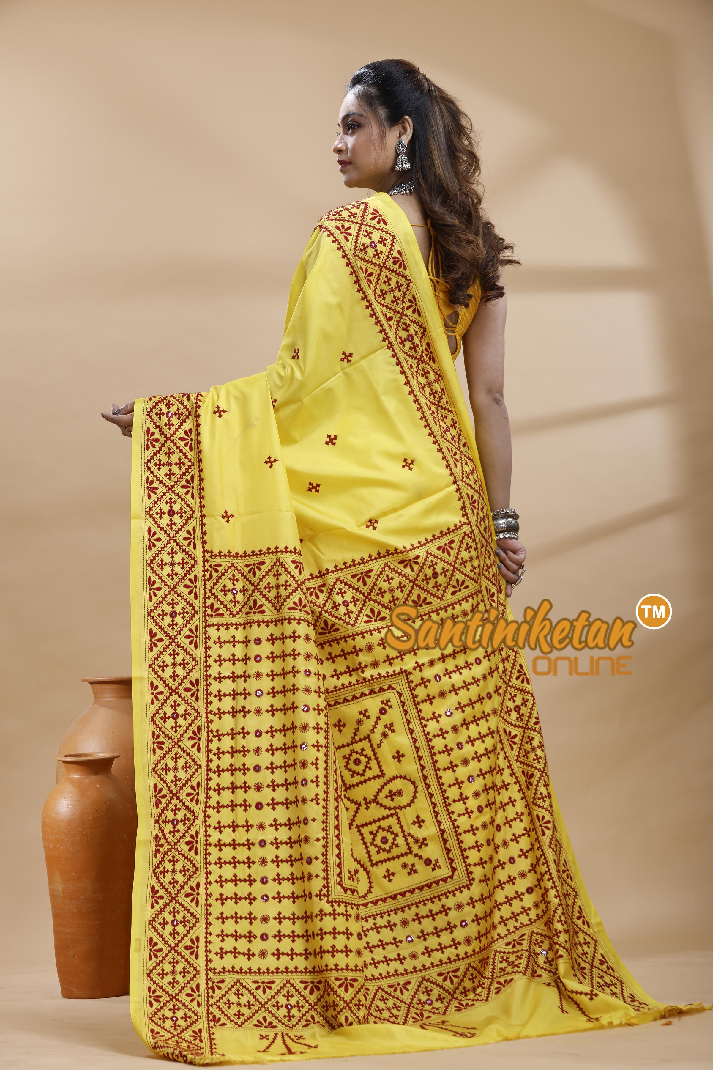 Bangalore Silk Gujrati Stitch Saree