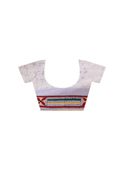 Bangalore Silk Batik Kantha Stitch Saree