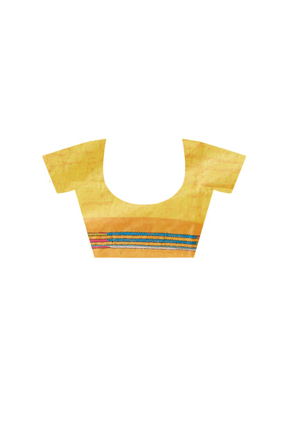 Bangalore Silk Batik Kantha Stitch Saree