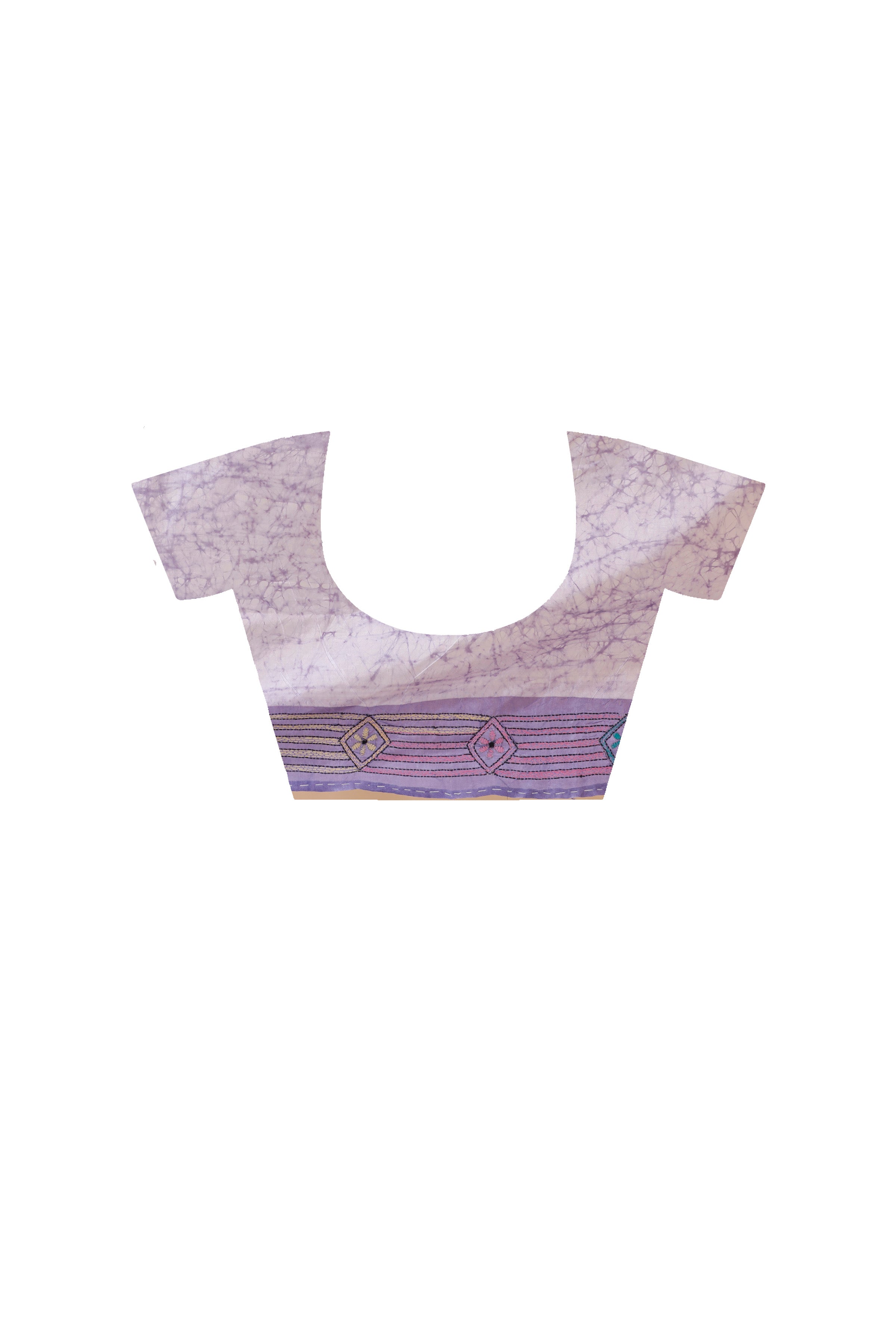 Bangalore Silk Batik Kantha Stitch Saree