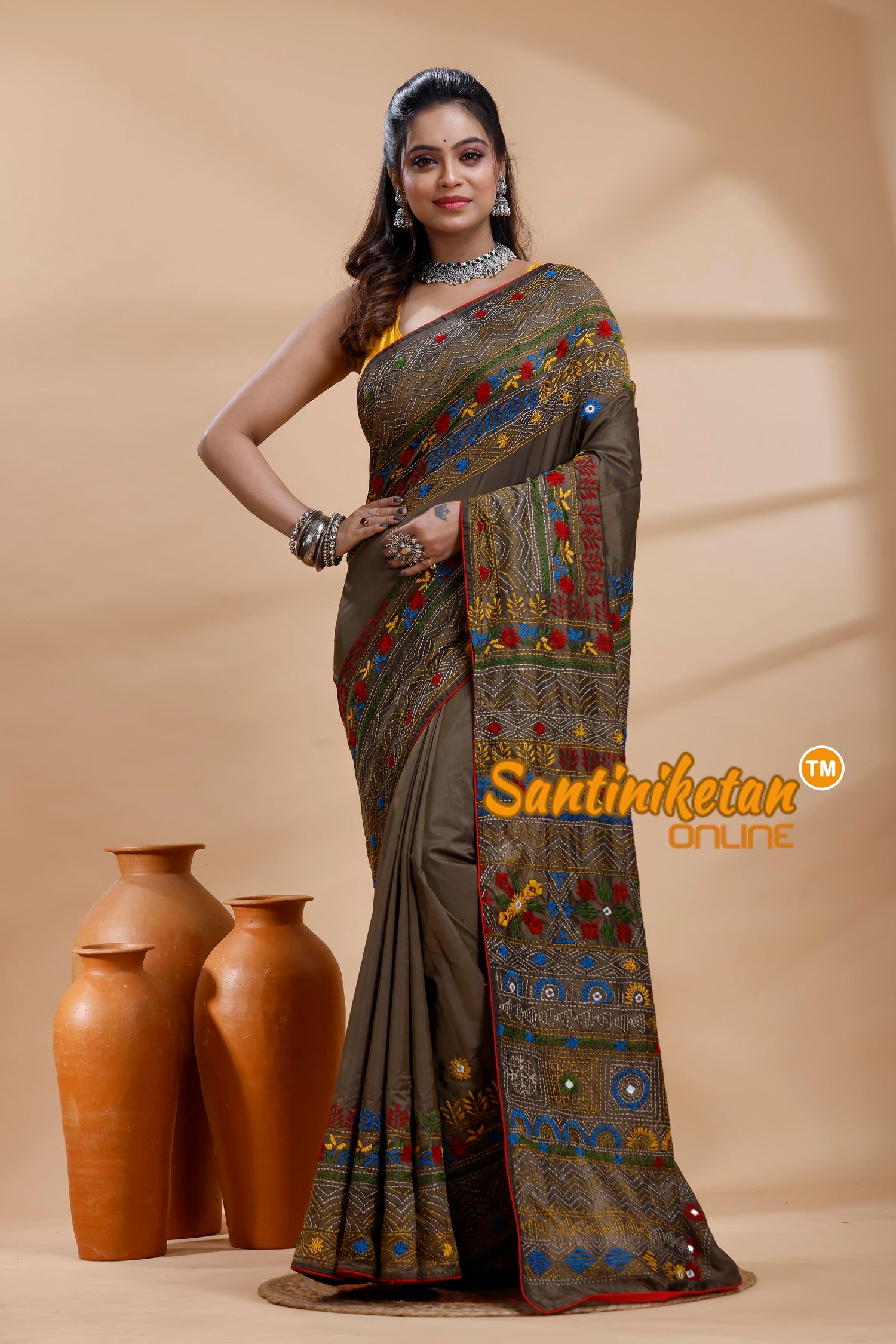 Bangalore Silk Lambani Stitch Saree