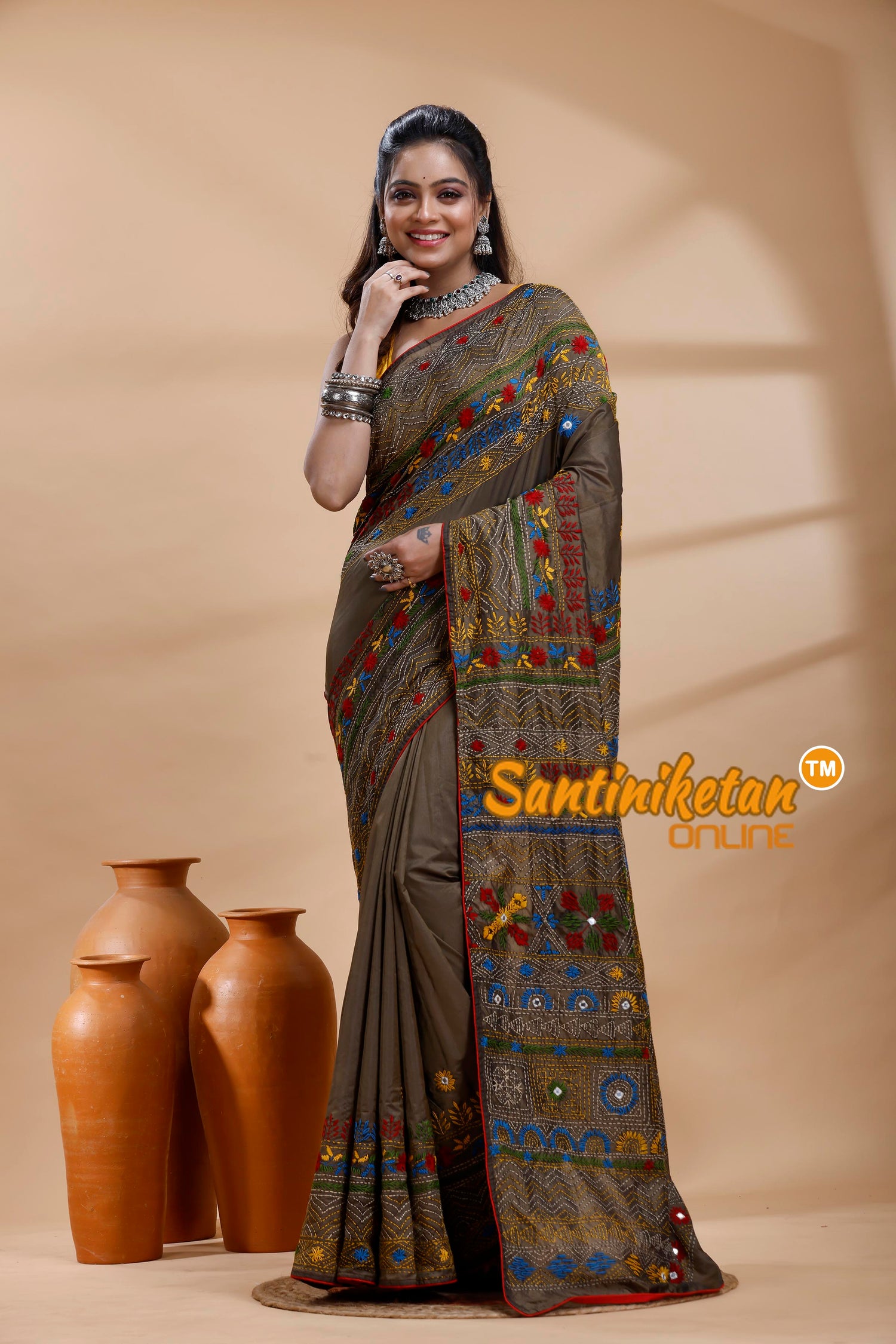 Bangalore Silk Lambani Stitch Saree