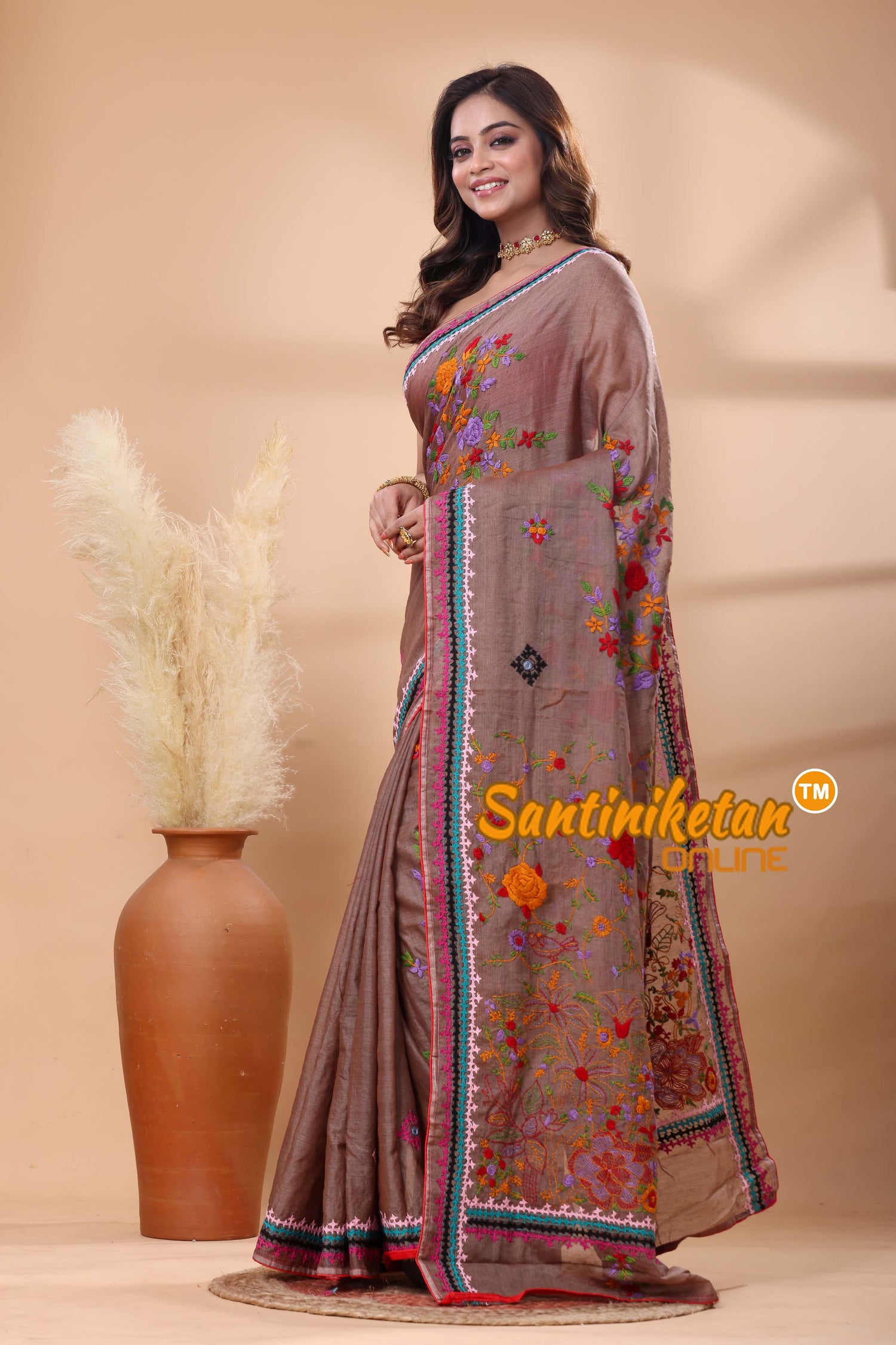 Half Tussar Bullion Stitch Saree