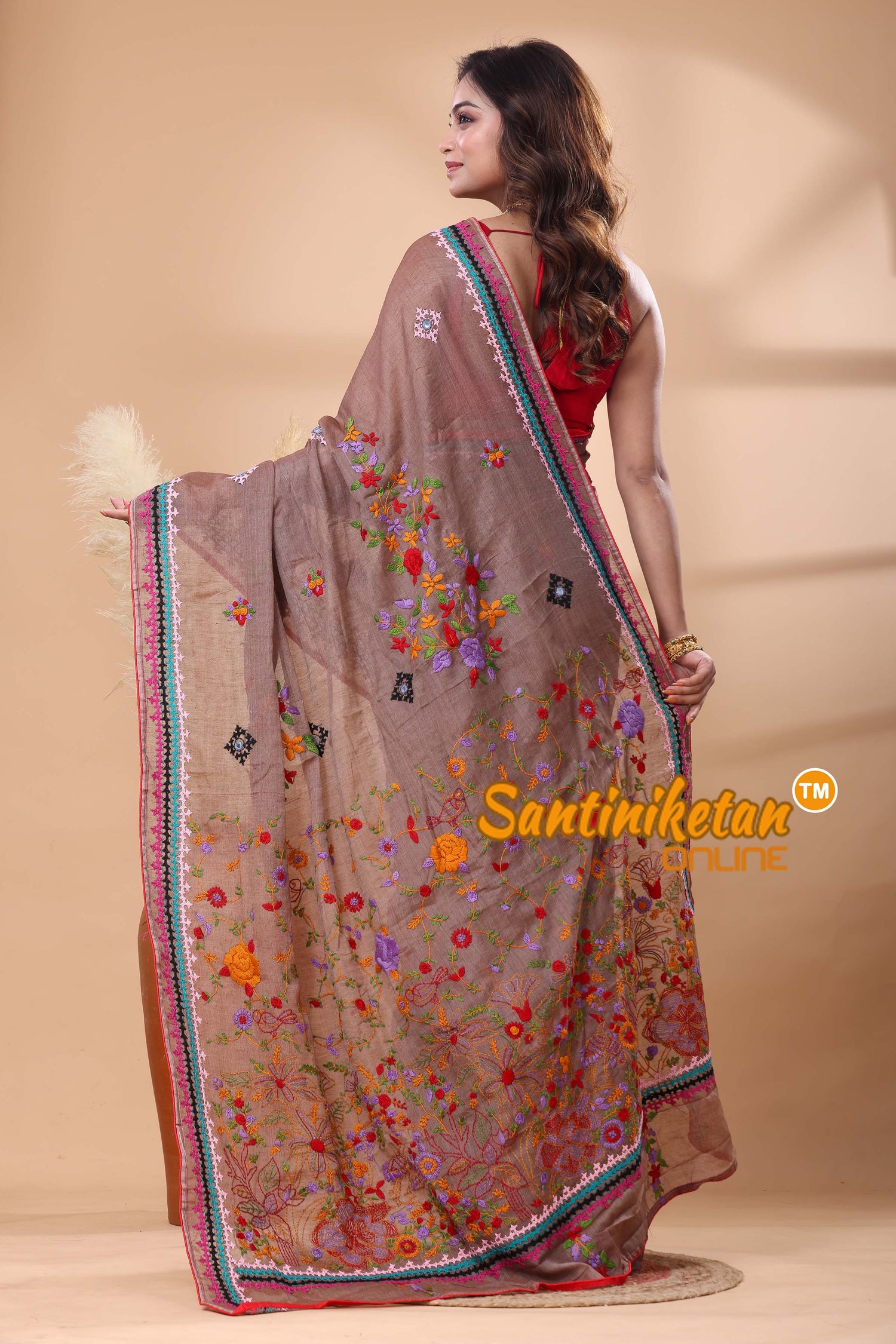 Half Tussar Bullion Stitch Saree