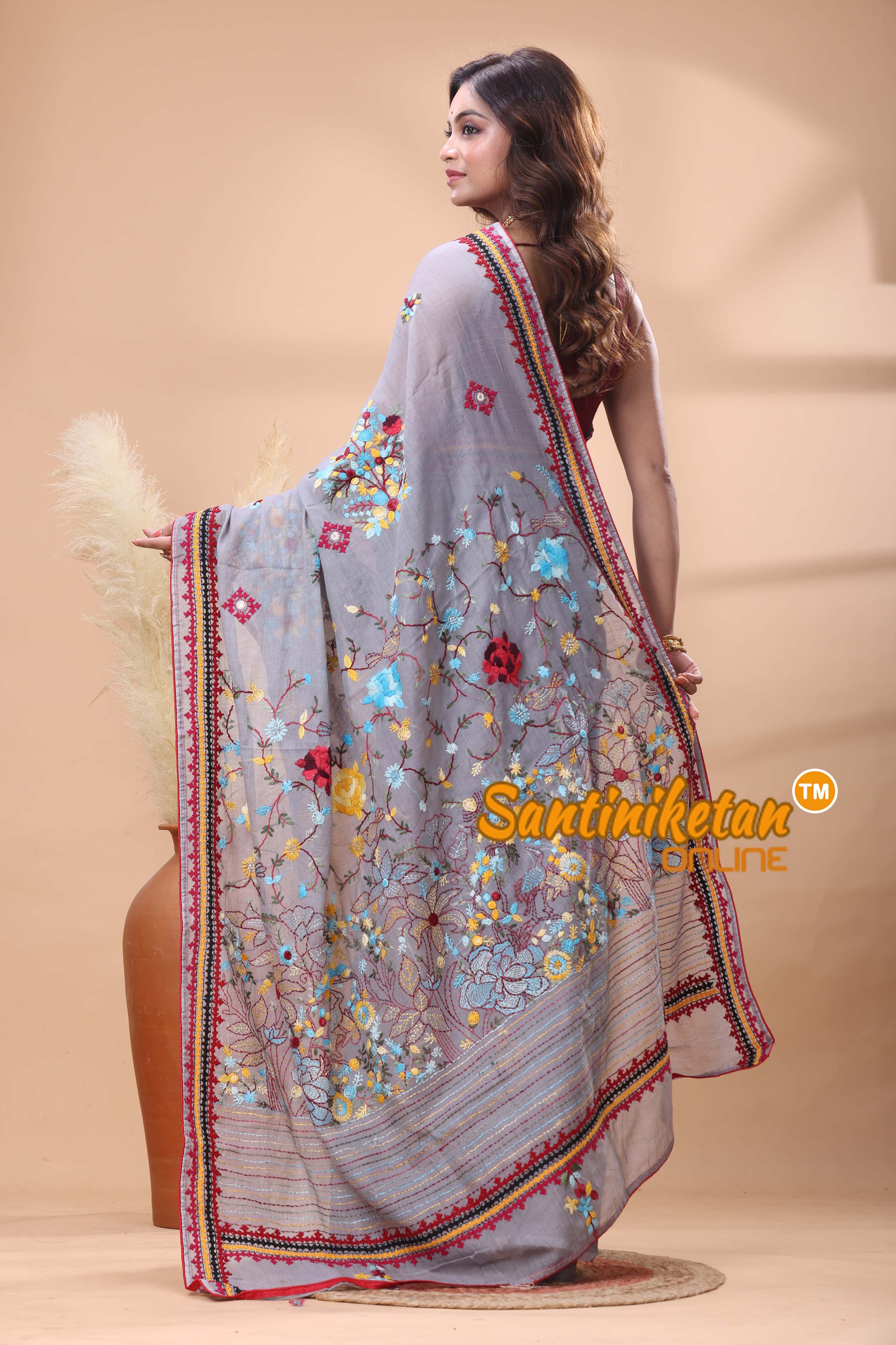 Half Tussar Bullion Stitch Saree