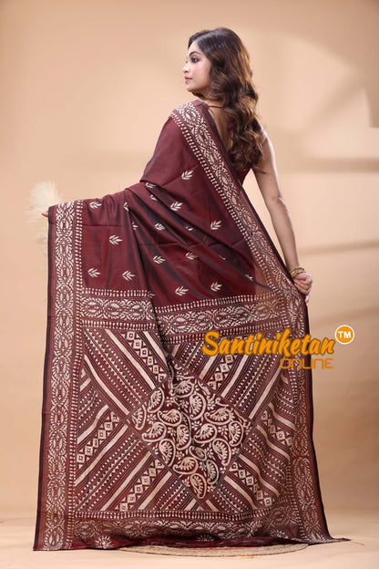 Bangalore Silk Kantha Stitch Saree