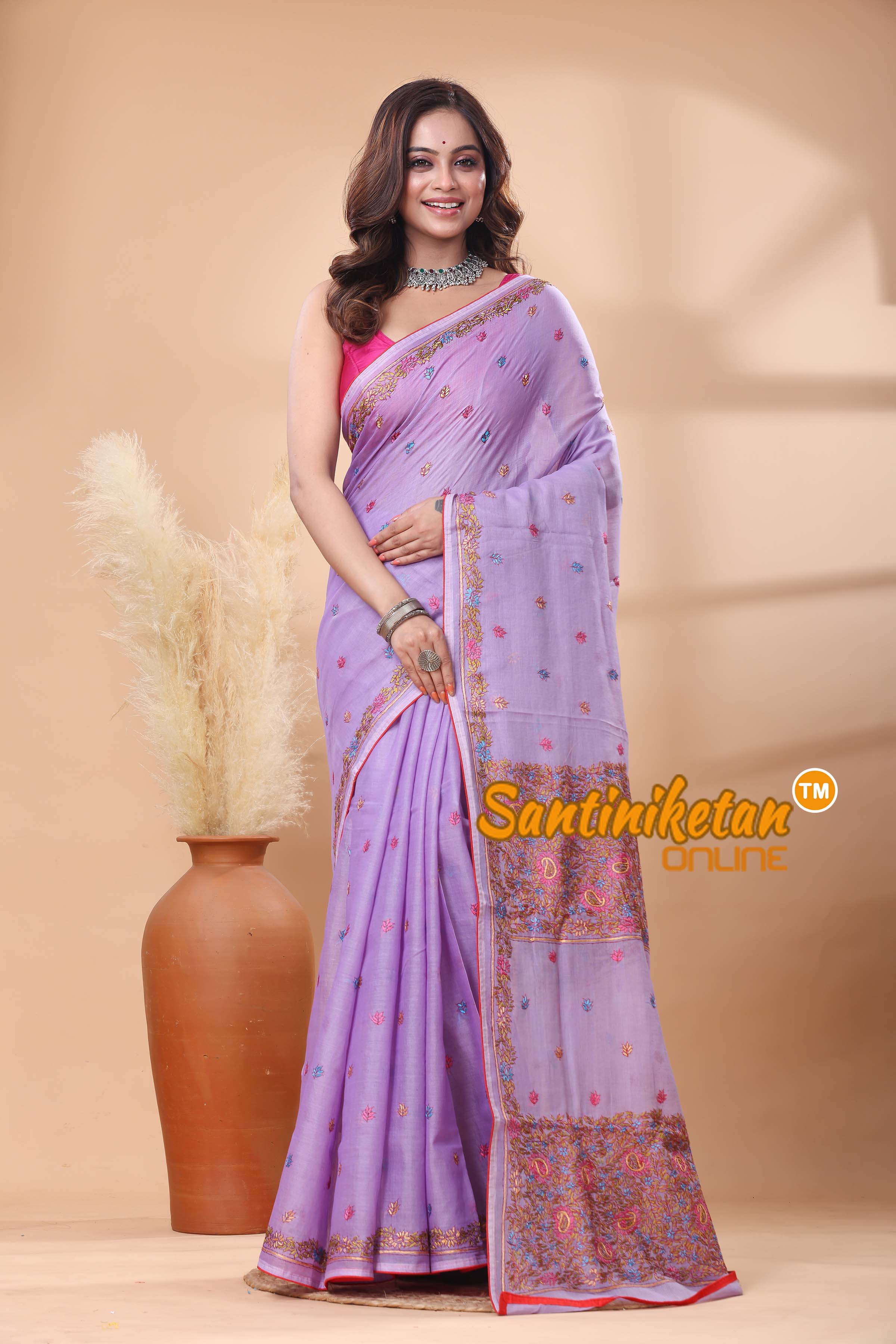 Half Tussar Kashmiri Stitch Saree