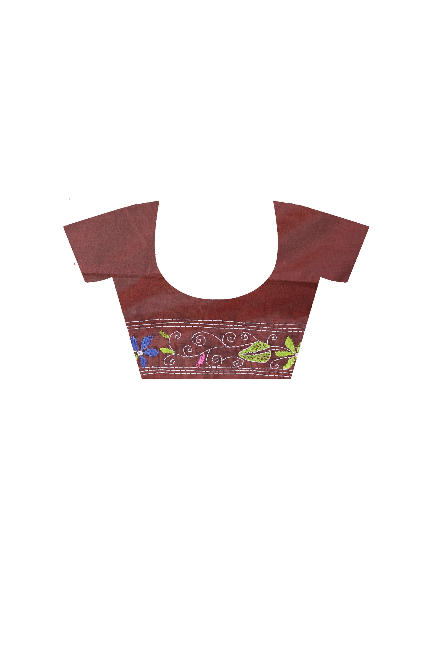 Bangalore Silk Kantha Stitch Saree