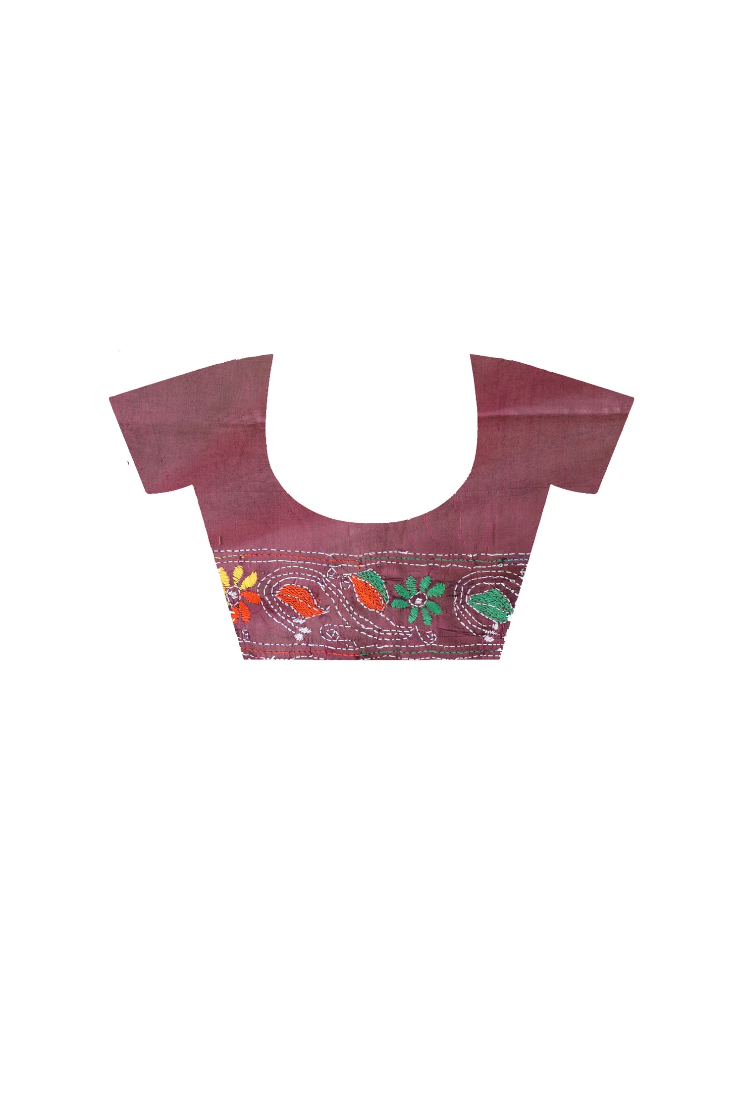 Bangalore Silk Kantha Stitch Saree