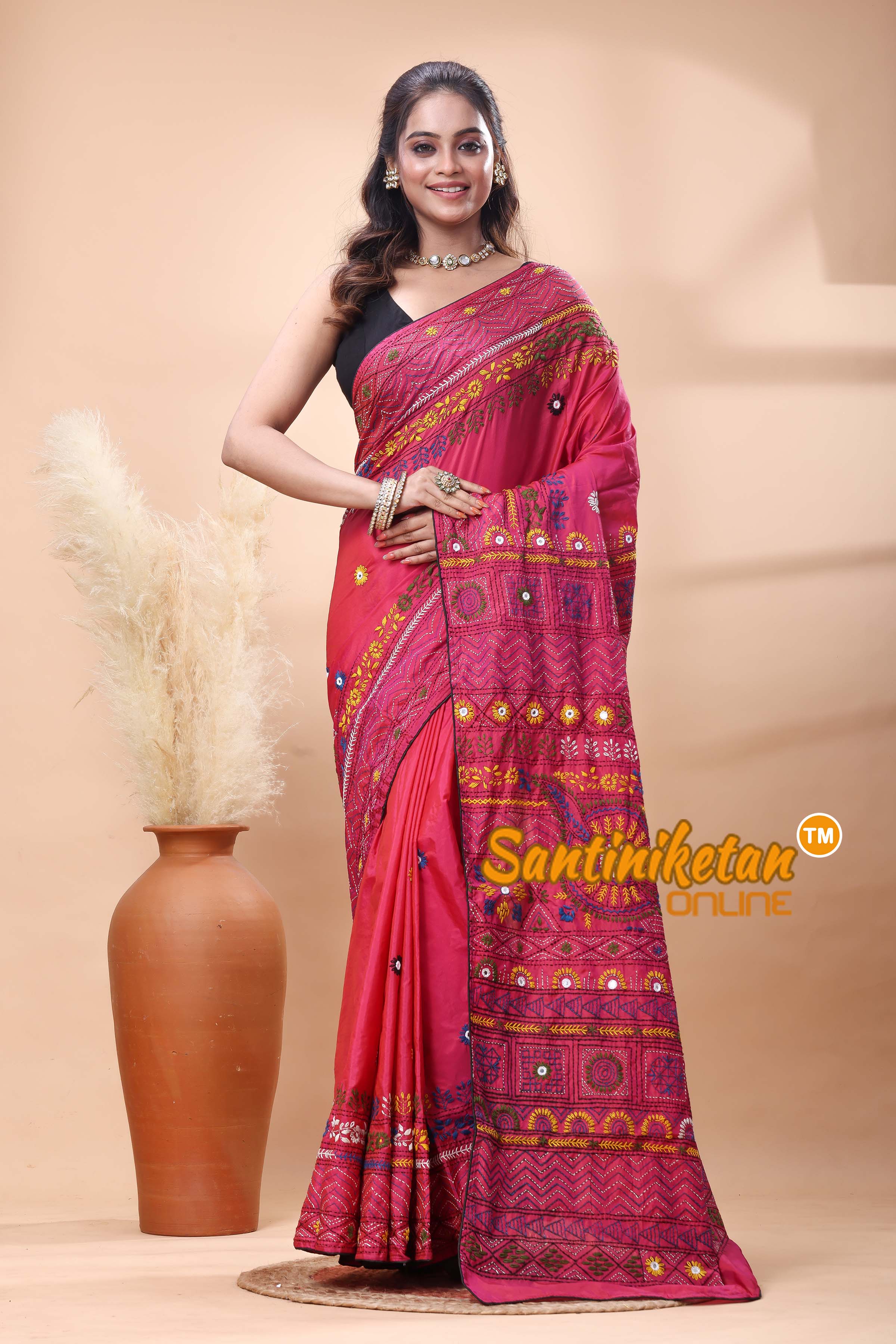 Bangalore Silk Lambani Stitch Saree