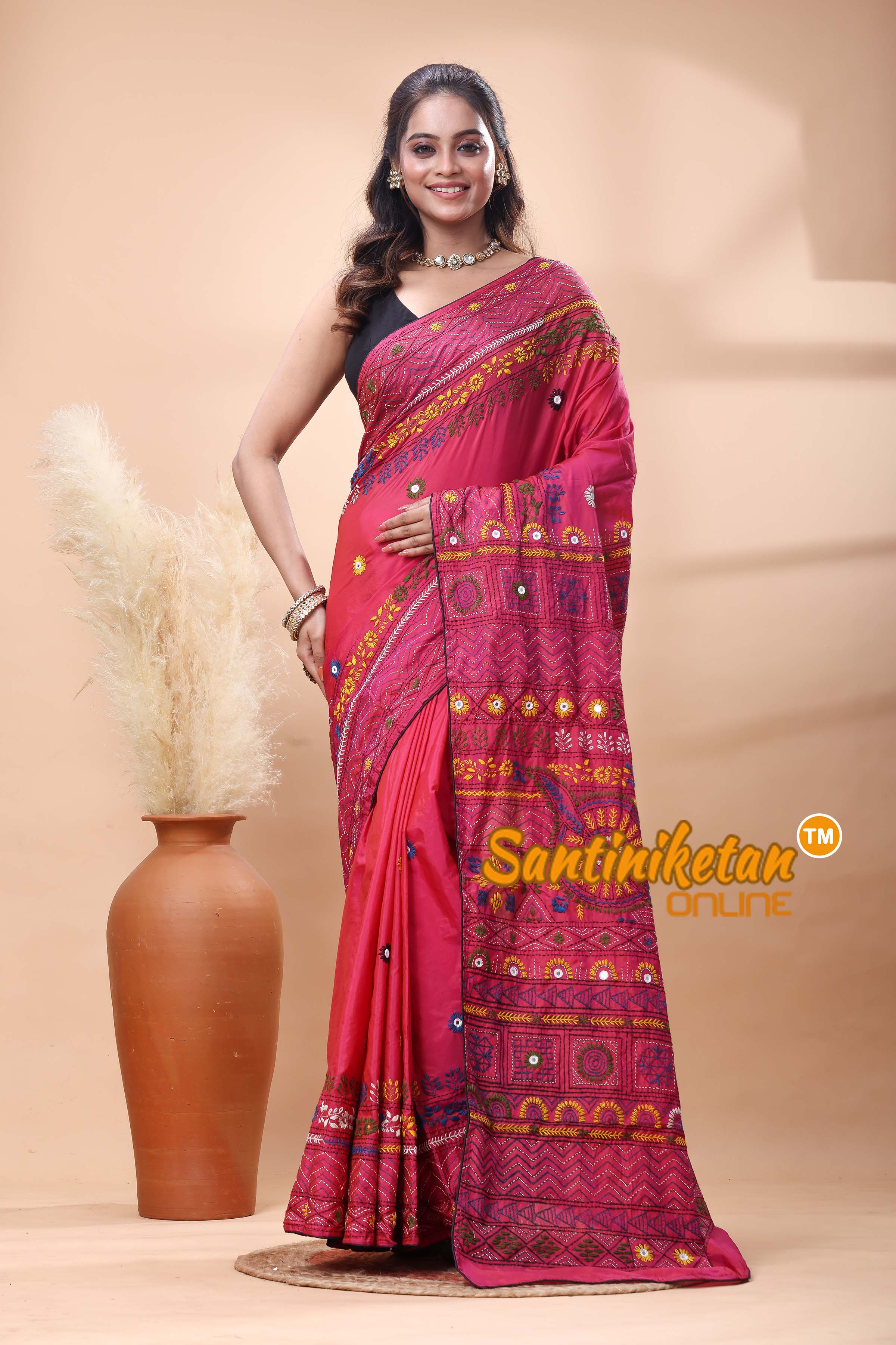 Bangalore Silk Lambani Stitch Saree