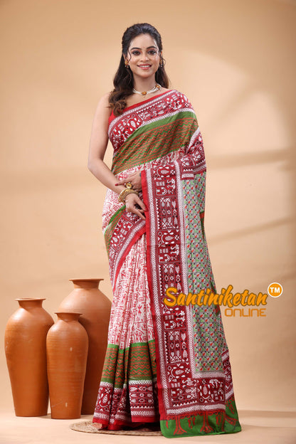 Pure Bangalore Silk Kantha Stitch Saree