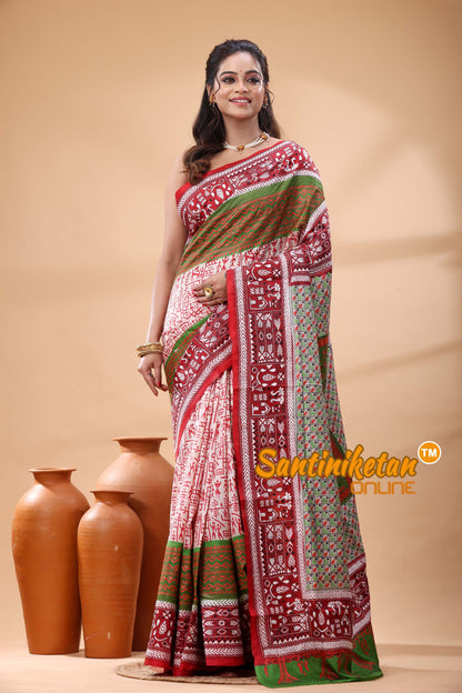 Pure Bangalore Silk Kantha Stitch Saree