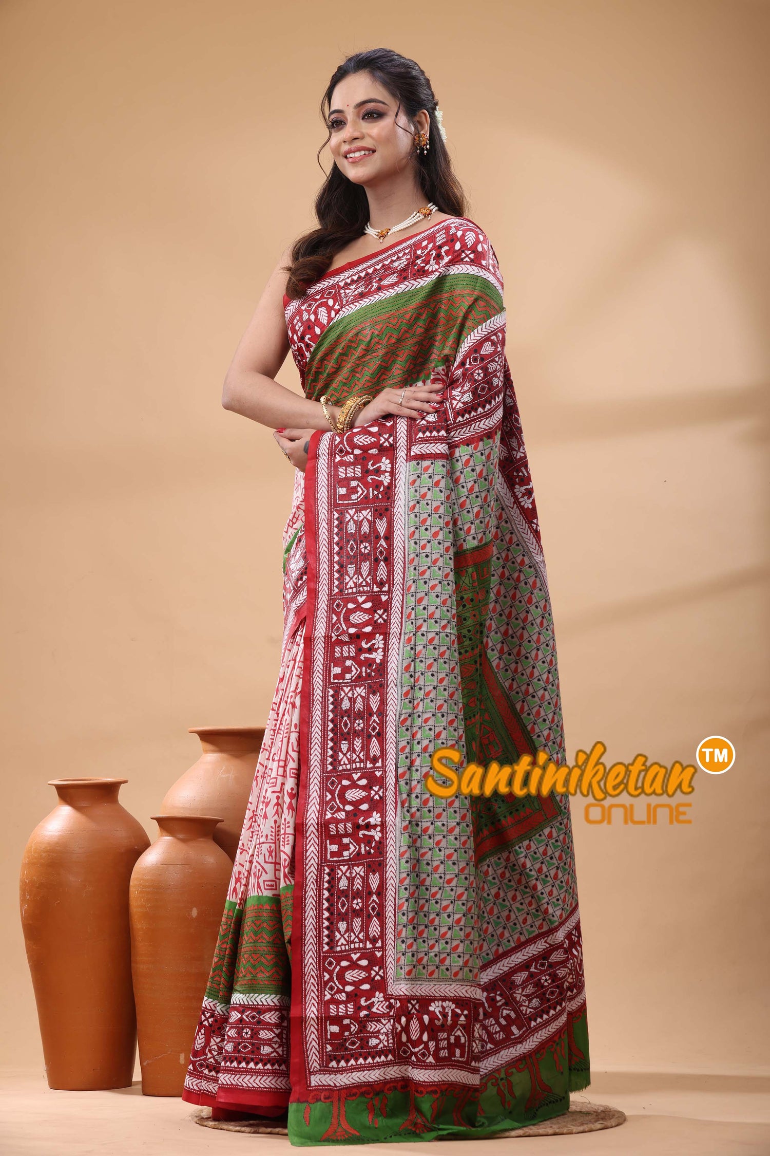 Pure Bangalore Silk Kantha Stitch Saree