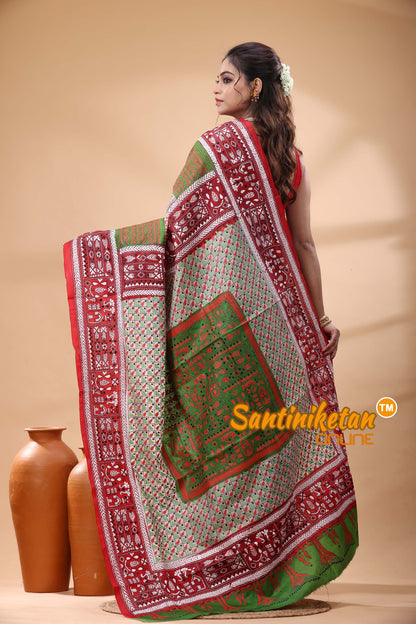 Pure Bangalore Silk Kantha Stitch Saree