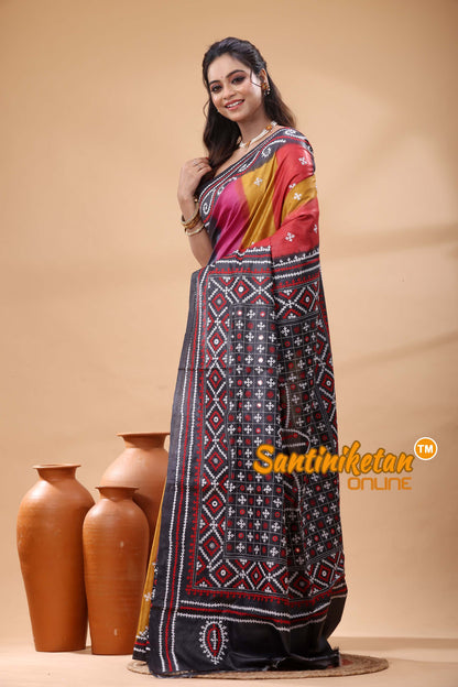 Pure Dye Tussar Silk Gujarati Stitch Saree