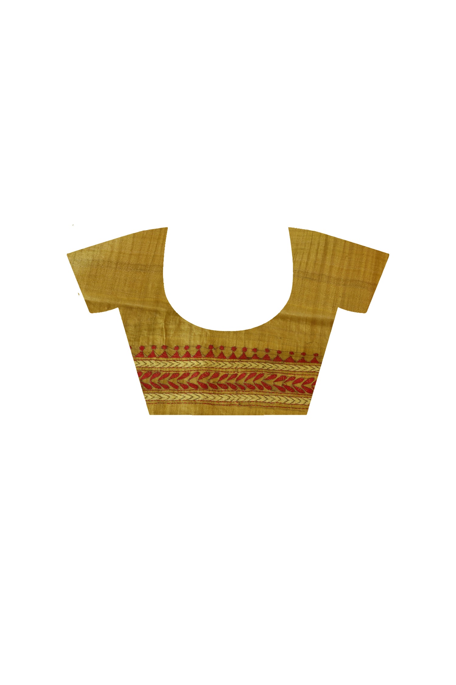 Pure Gachi Dye Tussar Silk Kantha Stitch Saree