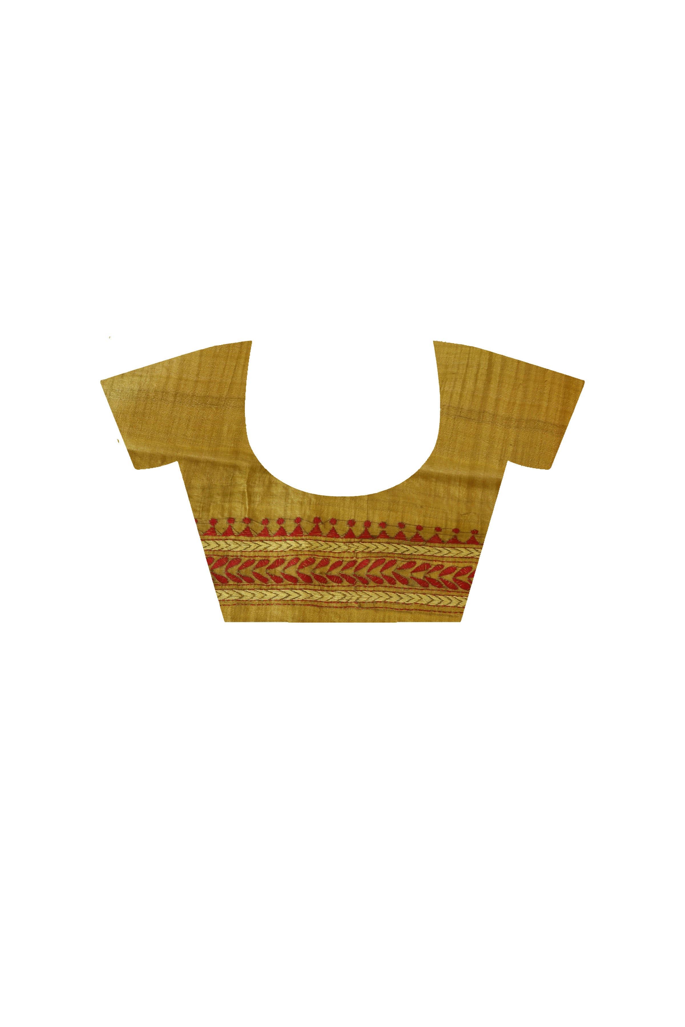 Pure Gachi Dye Tussar Silk Kantha Stitch Saree