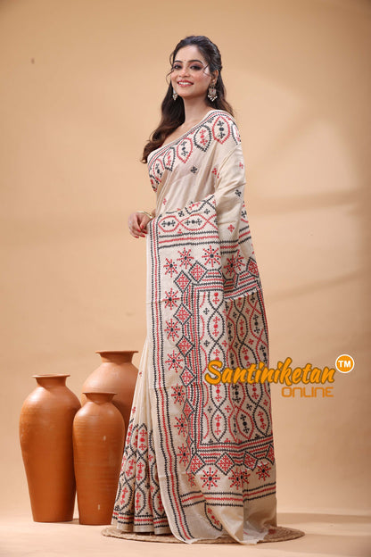 Pure Gachi Tussar Silk Gujarati Stitch Saree