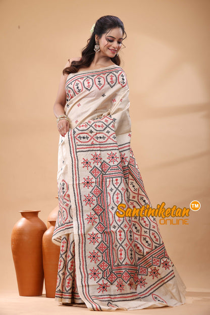 Pure Gachi Tussar Silk Gujarati Stitch Saree