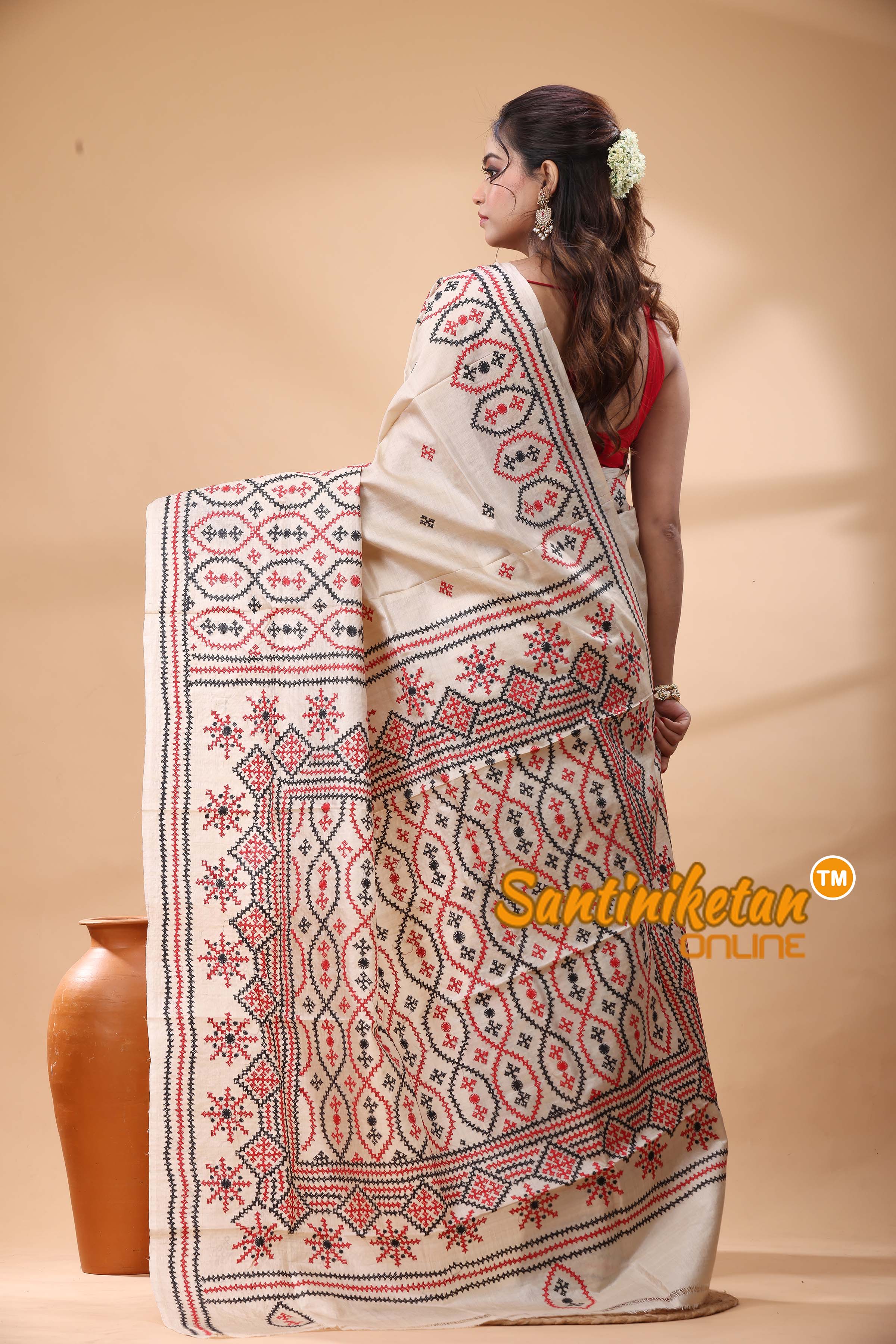 Pure Gachi Tussar Silk Gujarati Stitch Saree
