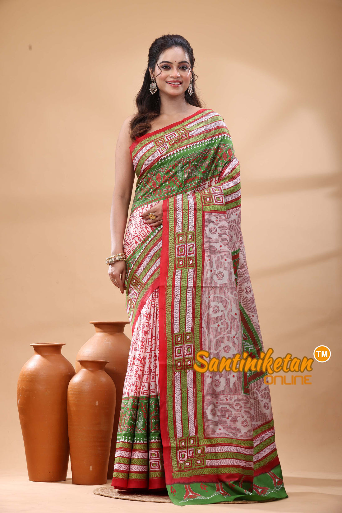 Pure Bangalore Silk Kantha Stitch Saree