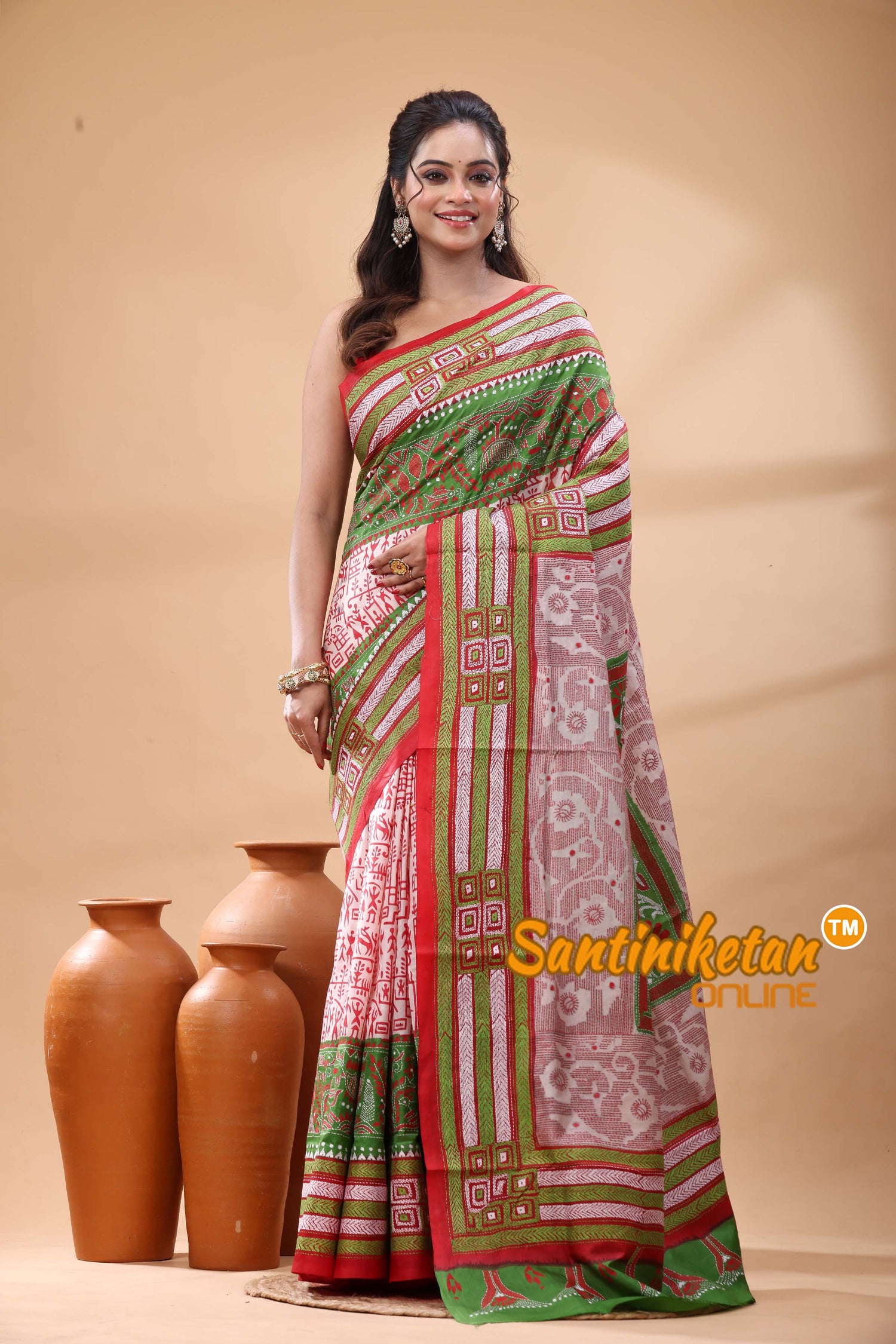 Pure Bangalore Silk Kantha Stitch Saree