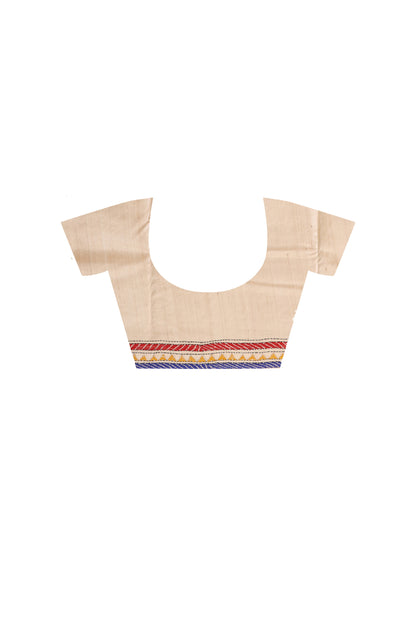 Pure Gachi Tussar Silk Kantha Stitch Saree